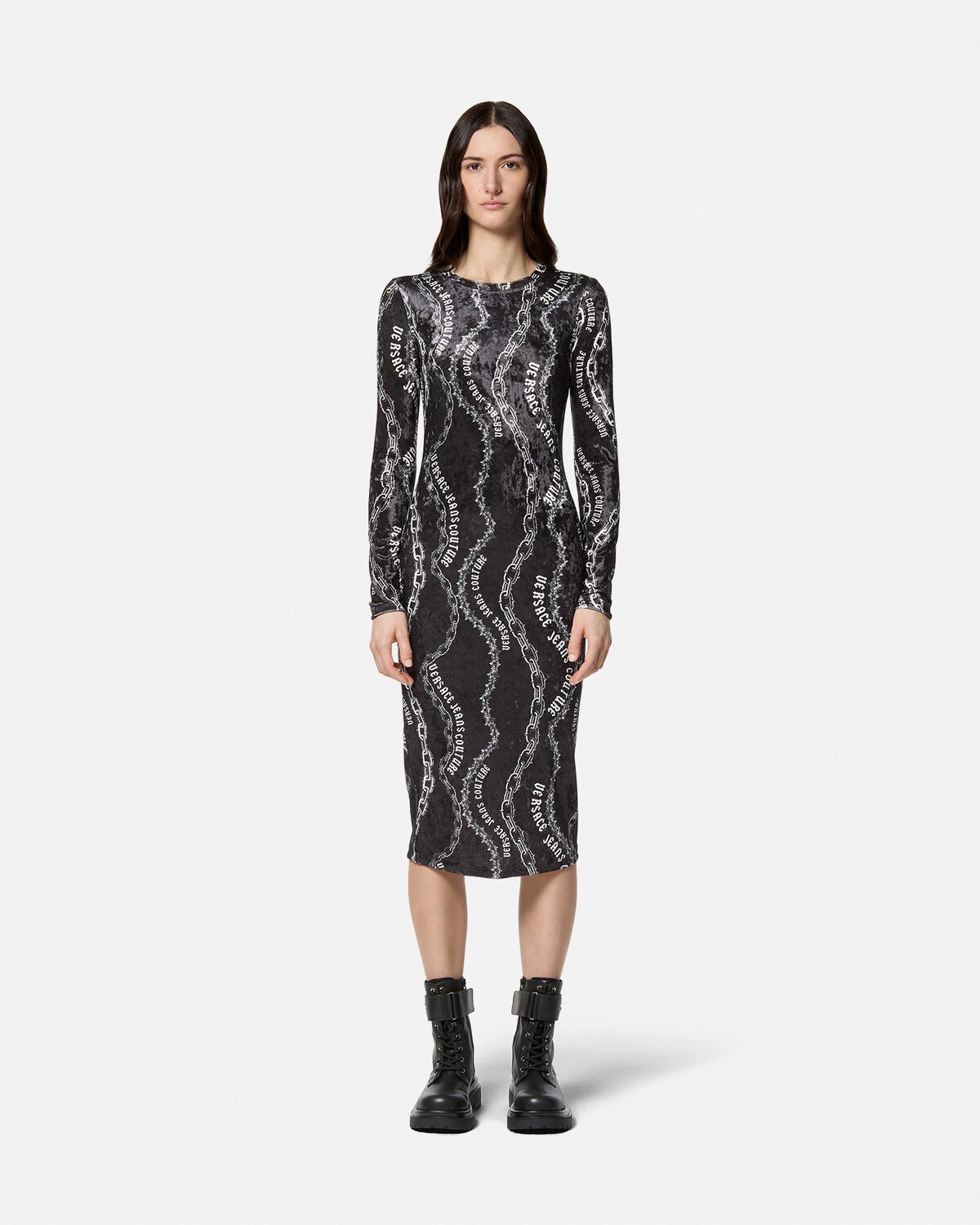 Chain Couture Velvet Midi Dress - 2