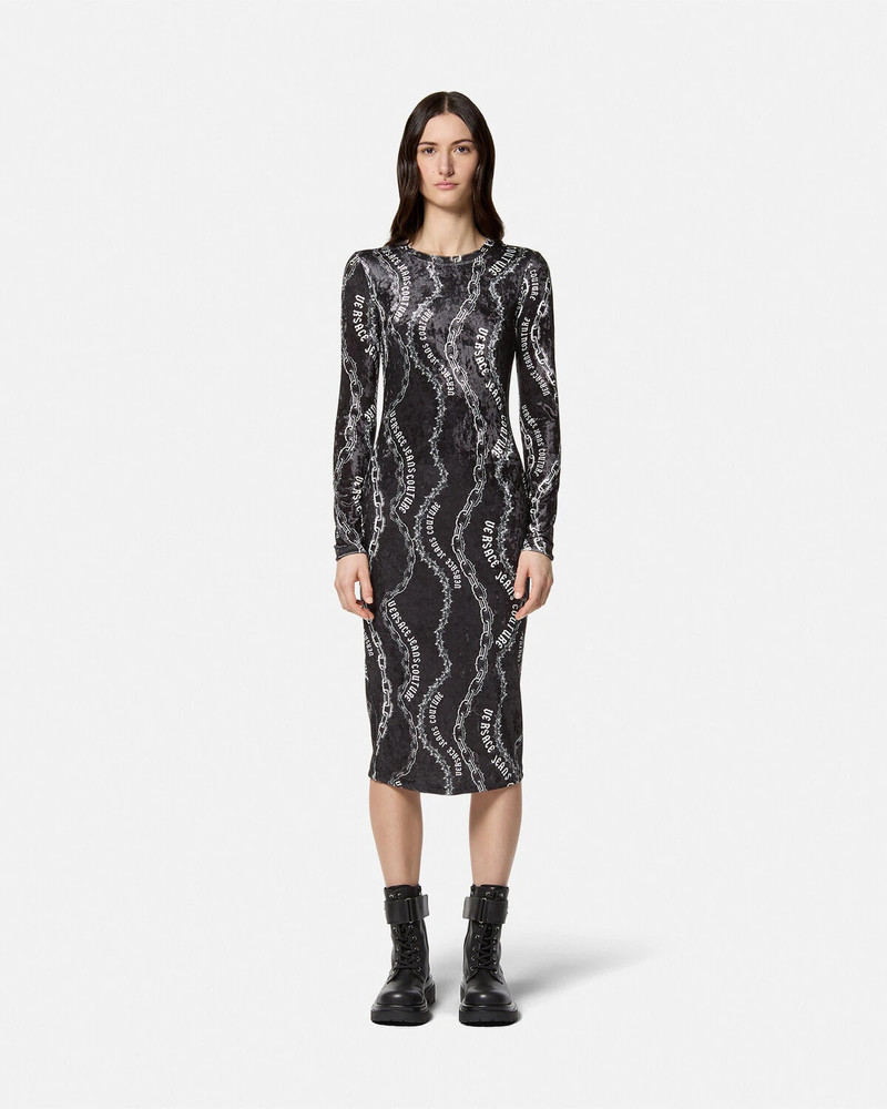 VERSACE JEANS COUTURE Chain Couture Velvet Midi Dress outlook