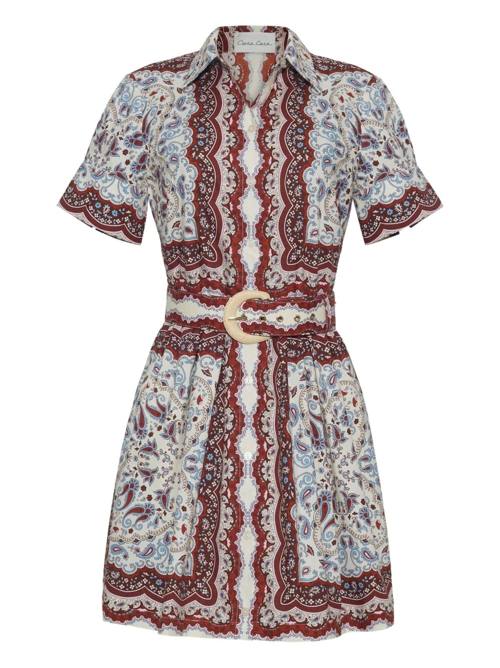 Malena paisley-print belted mini dress - 1