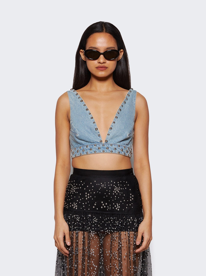 Studded Cropped Top Light Denim Blue 3