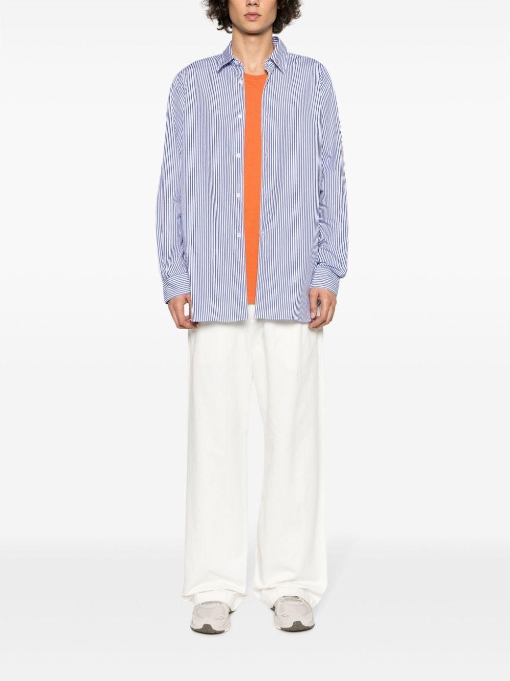 x Invader Pixel-patch striped cotton shirt - 2