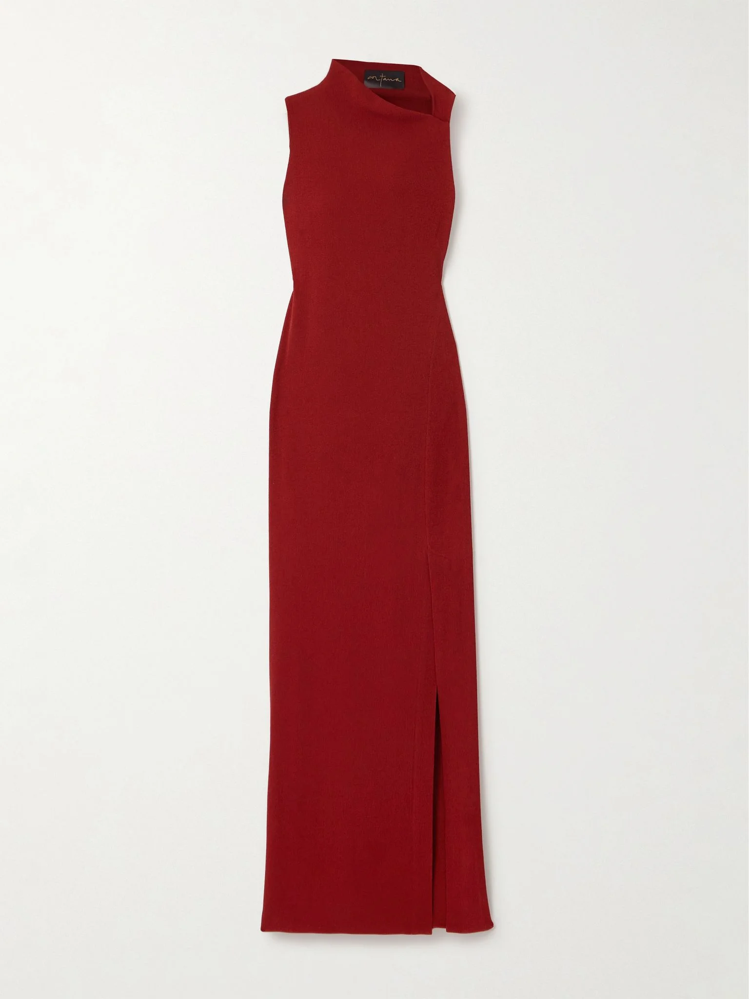 Fiona asymmetric silk-blend maxi dress Red - 1