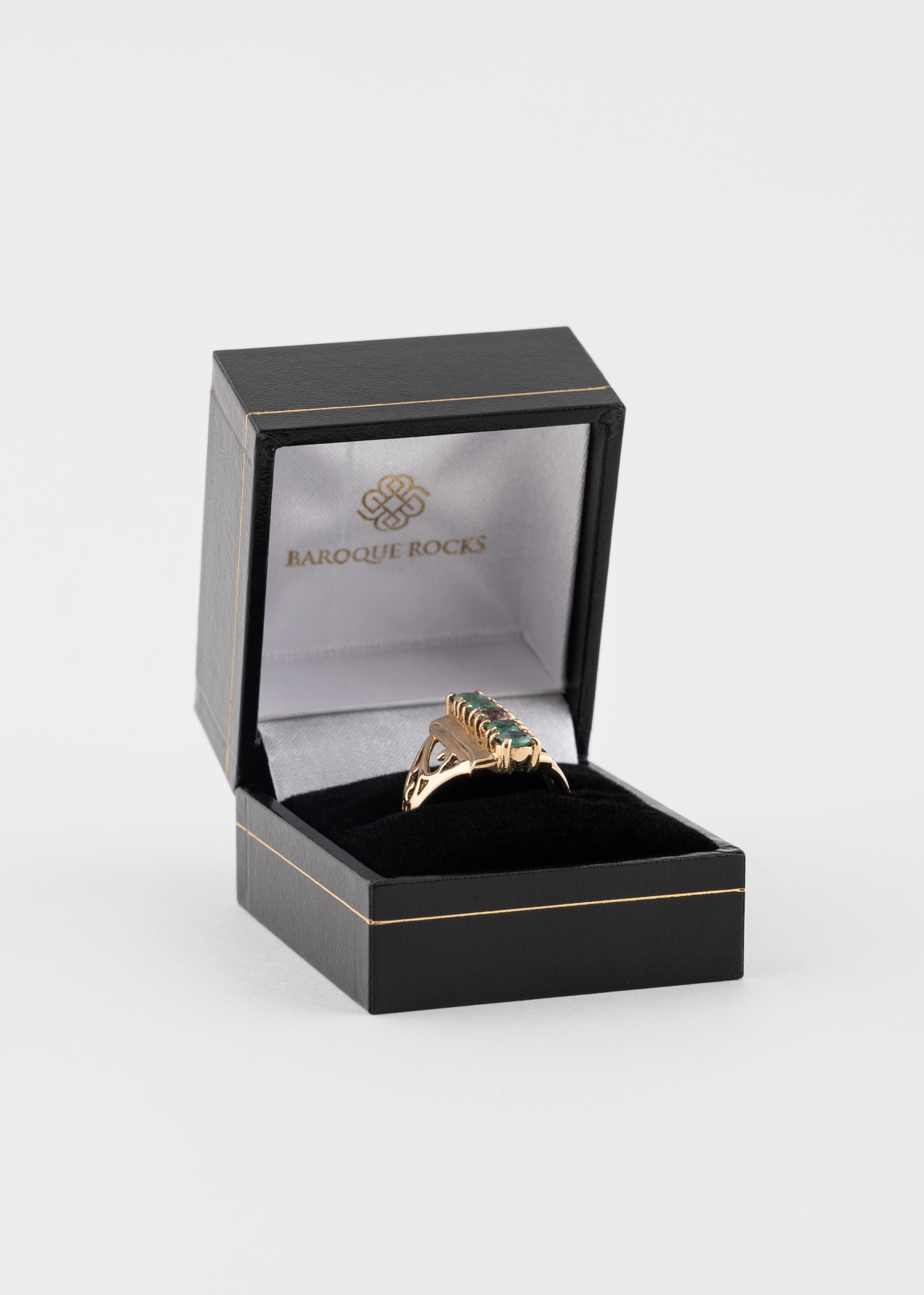 'Extravagant Emerald and Morganite' Gold Cocktail Ring by Barqoue Rocks - 3