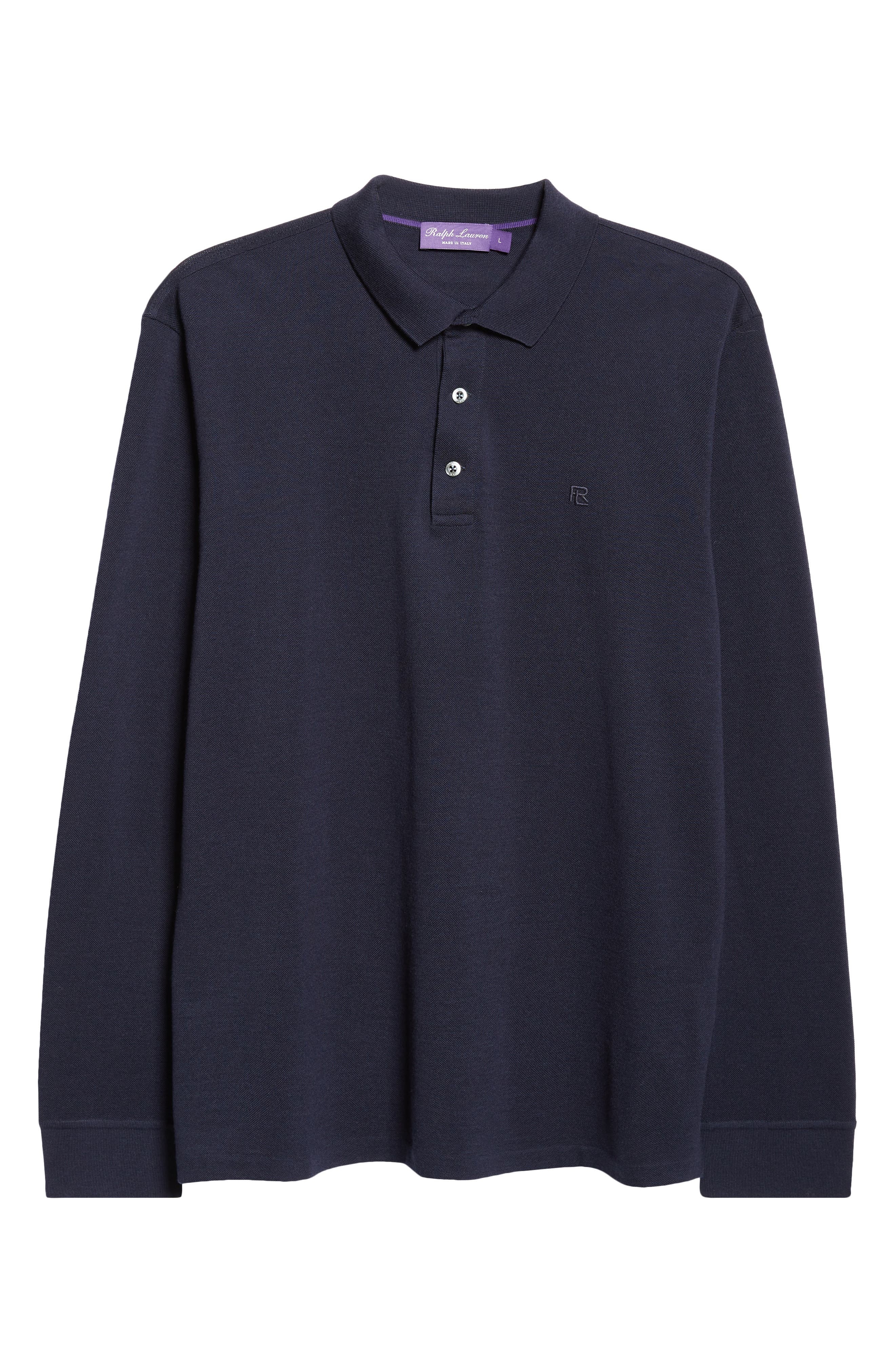 Ralph Lauren Purple Label Long Sleeve Merino Wool Piqué Polo in Classic Chairman Navy at Nordstrom - 5