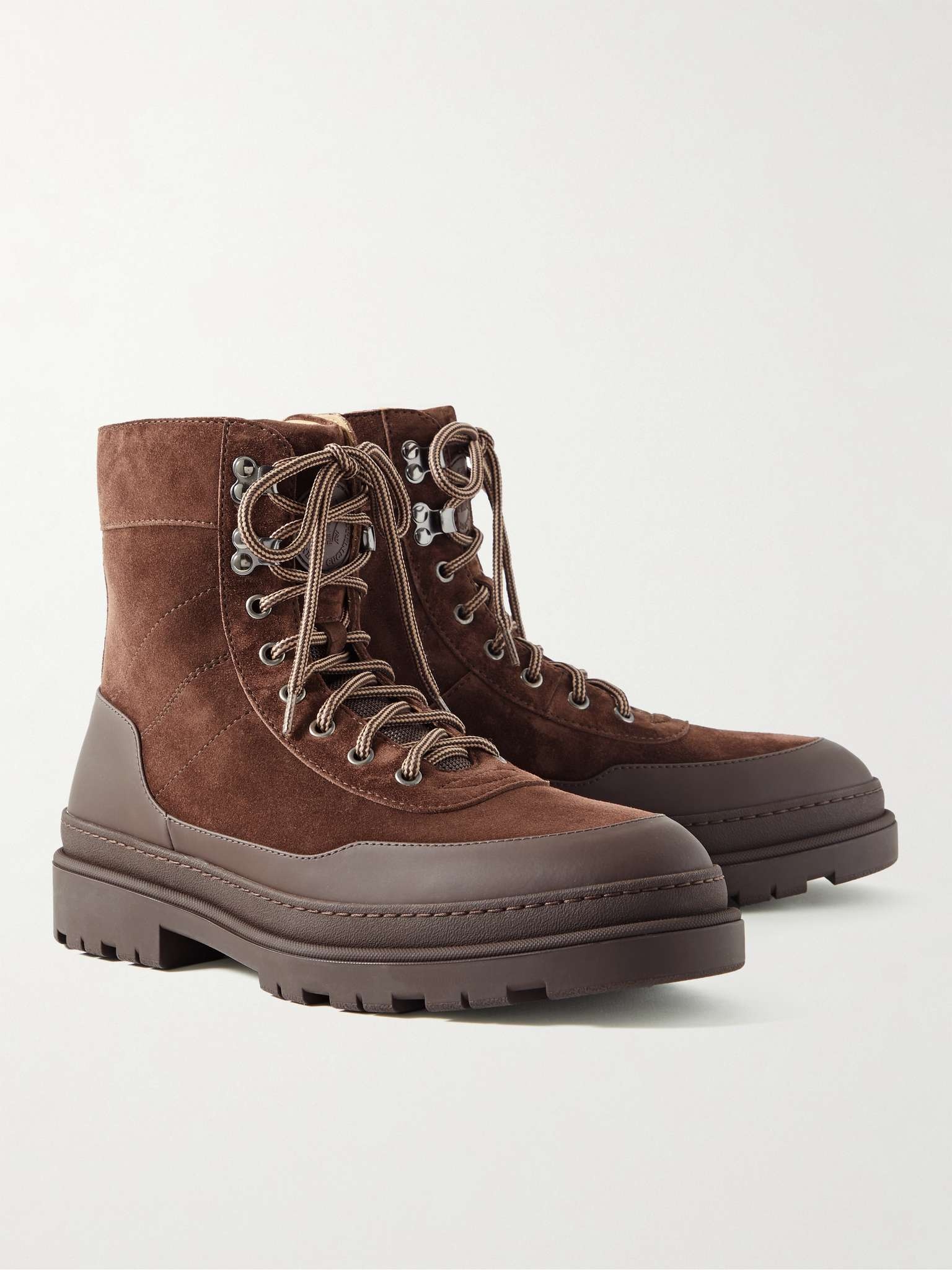 Leather-Trimmed Suede Boots - 4