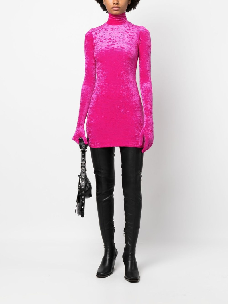 VETEMENTS velvet glove-sleeve minidress outlook