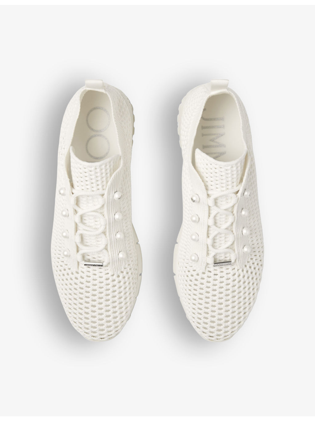 Veles pearl-embellished knitted low-top trainers - 2