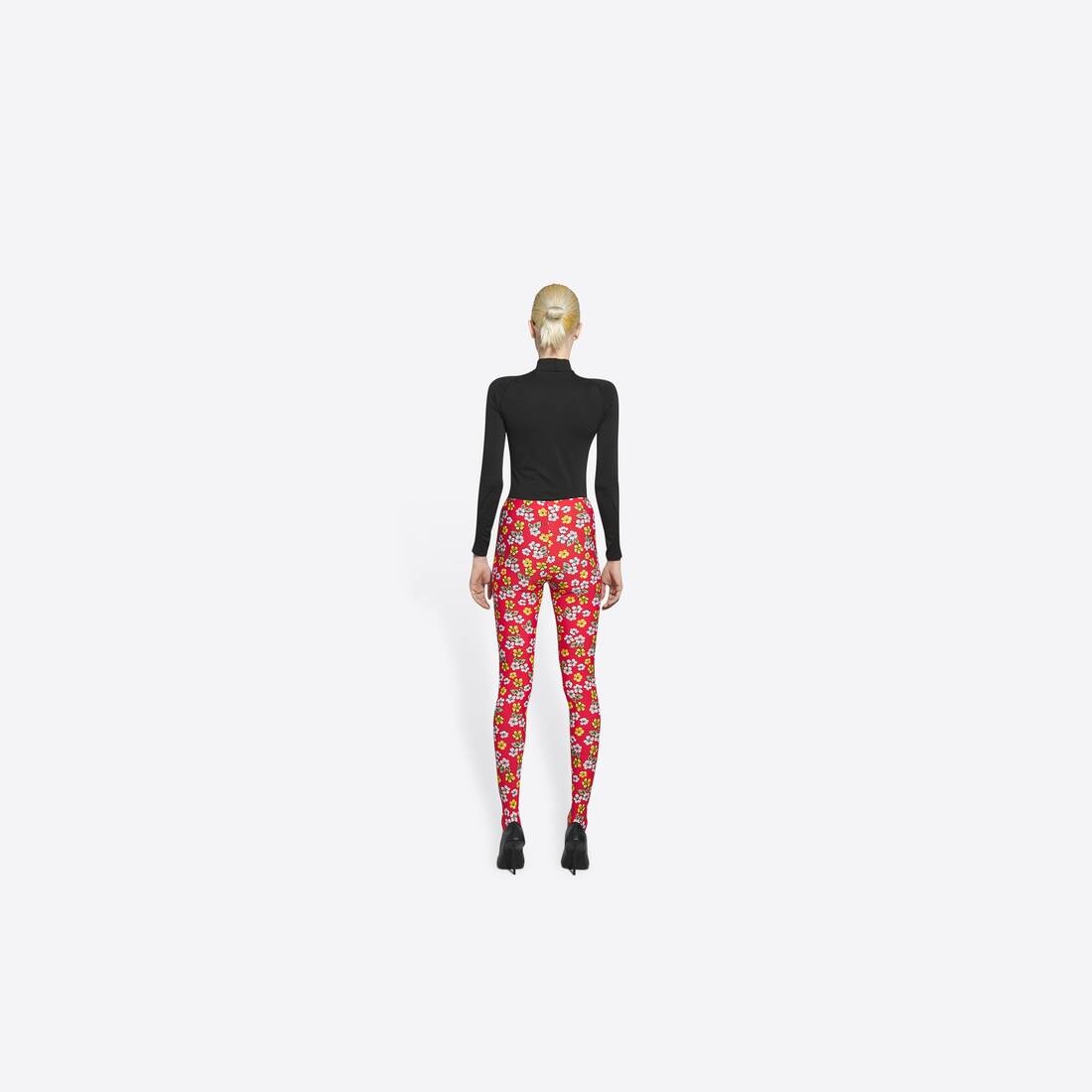 Women's Archive Floral Foot Leggings in Red - 5