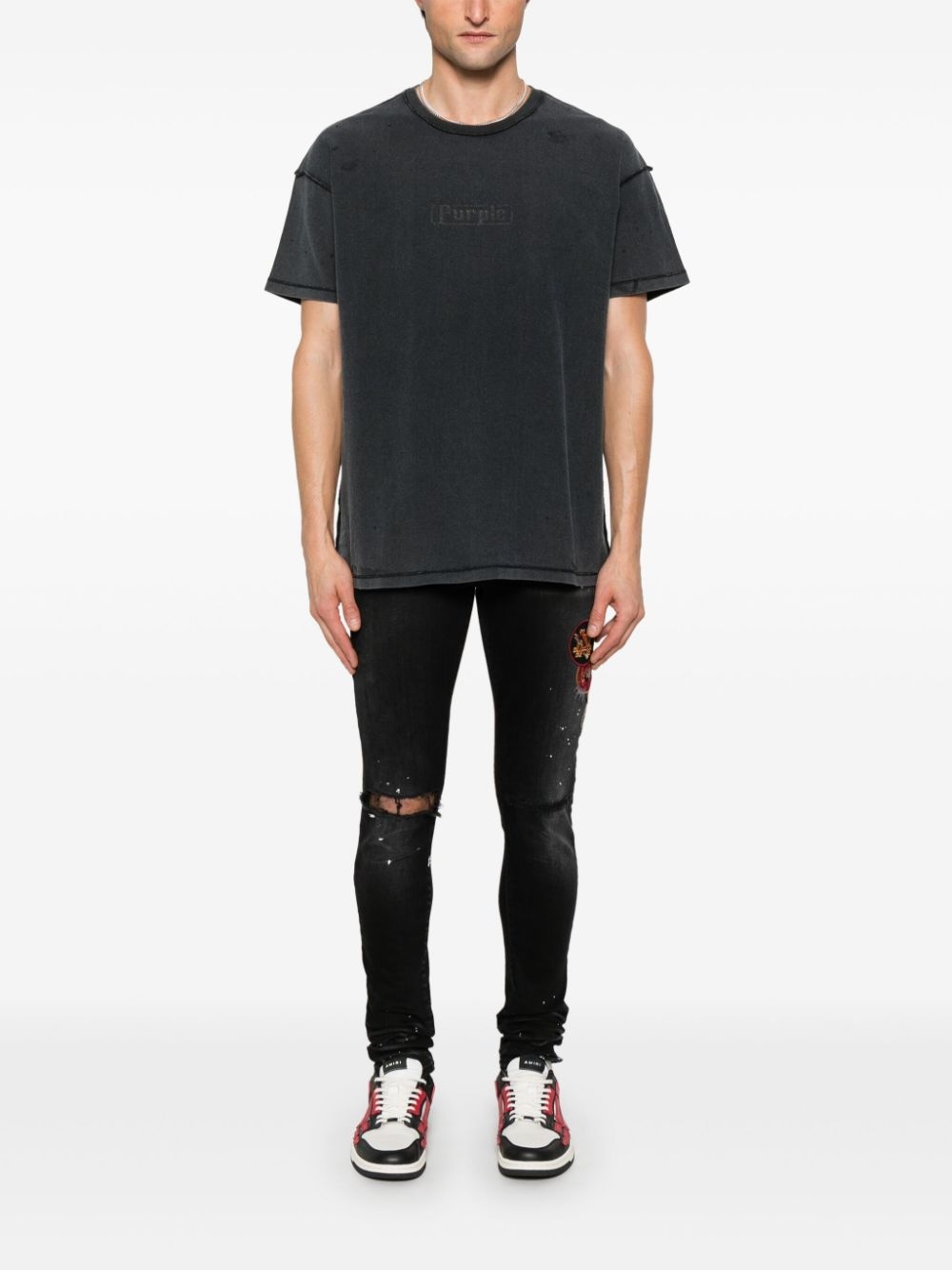 patch-detailing skinny jeans - 2
