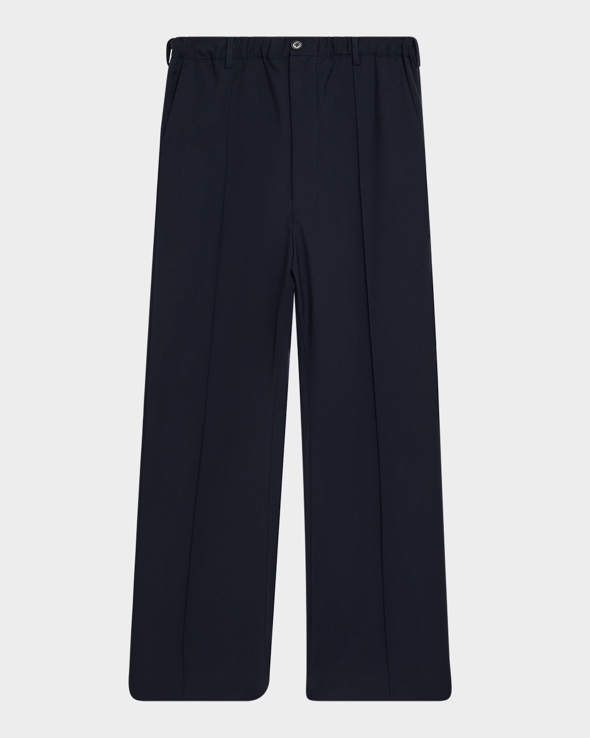 Men's Wool High-Waist Drawstring Flare Pants - 1