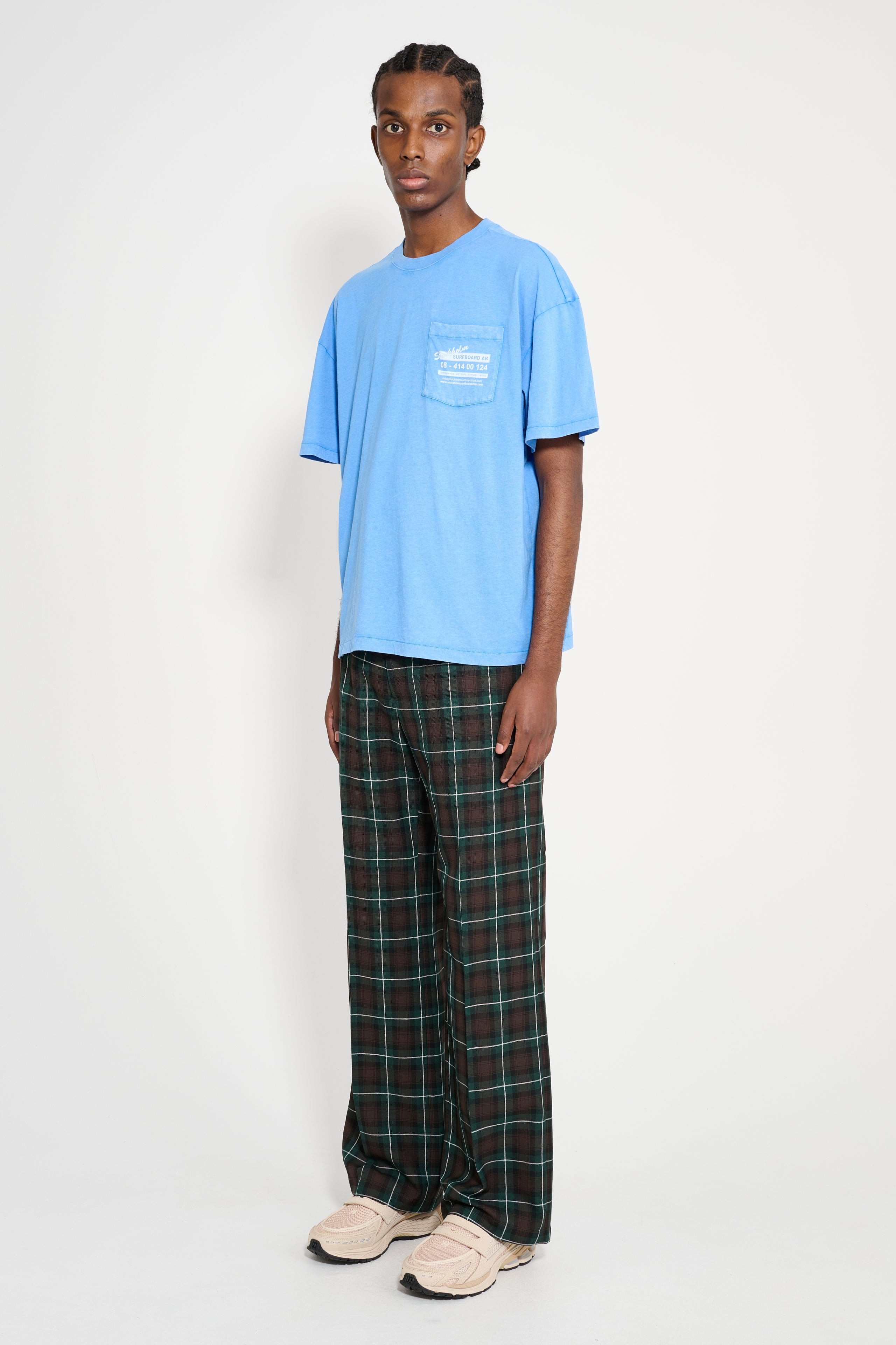 STOCKHOLM SURFBOARD CLUB TAILORED BOOTCUT TROUSERS GREEN CHECK - 5