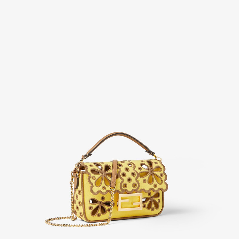 Baguette® Mini Broom yellow canvas Floral À Jour bag 3