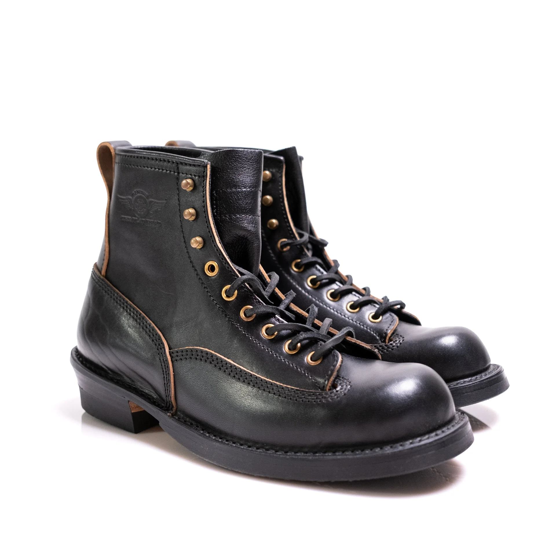 FN-FB-004 Horsehide Logger Boot Black - 1