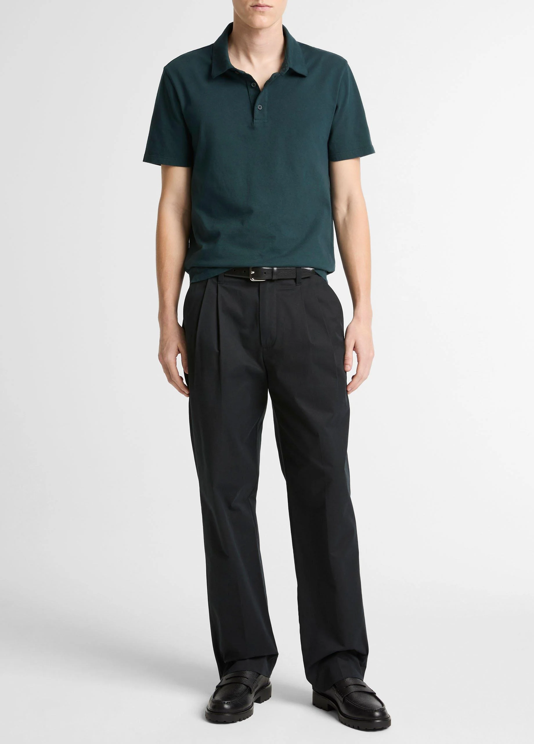 Louie Relaxed Stretch-Cotton Double-Pleated Trouser - 1
