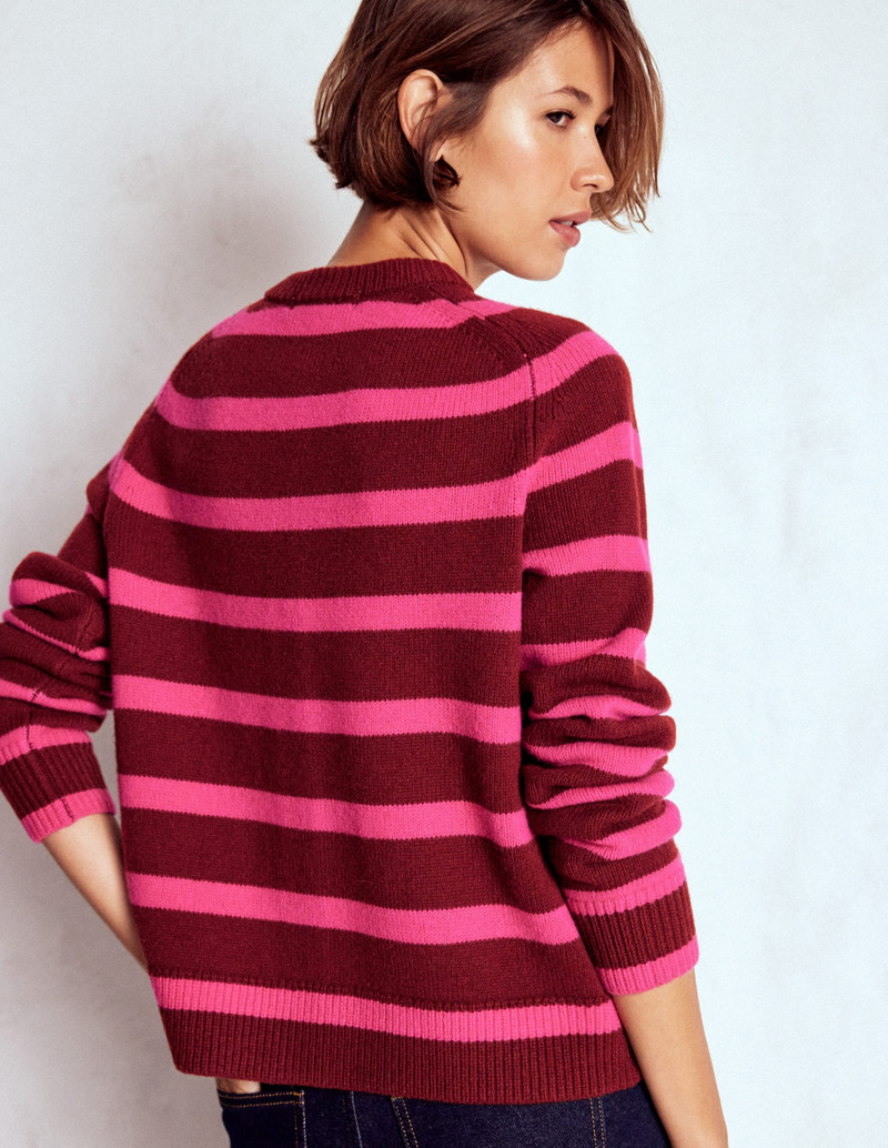 Marion Merino Cardigan-Raw Umber, Brilliant Pink 4