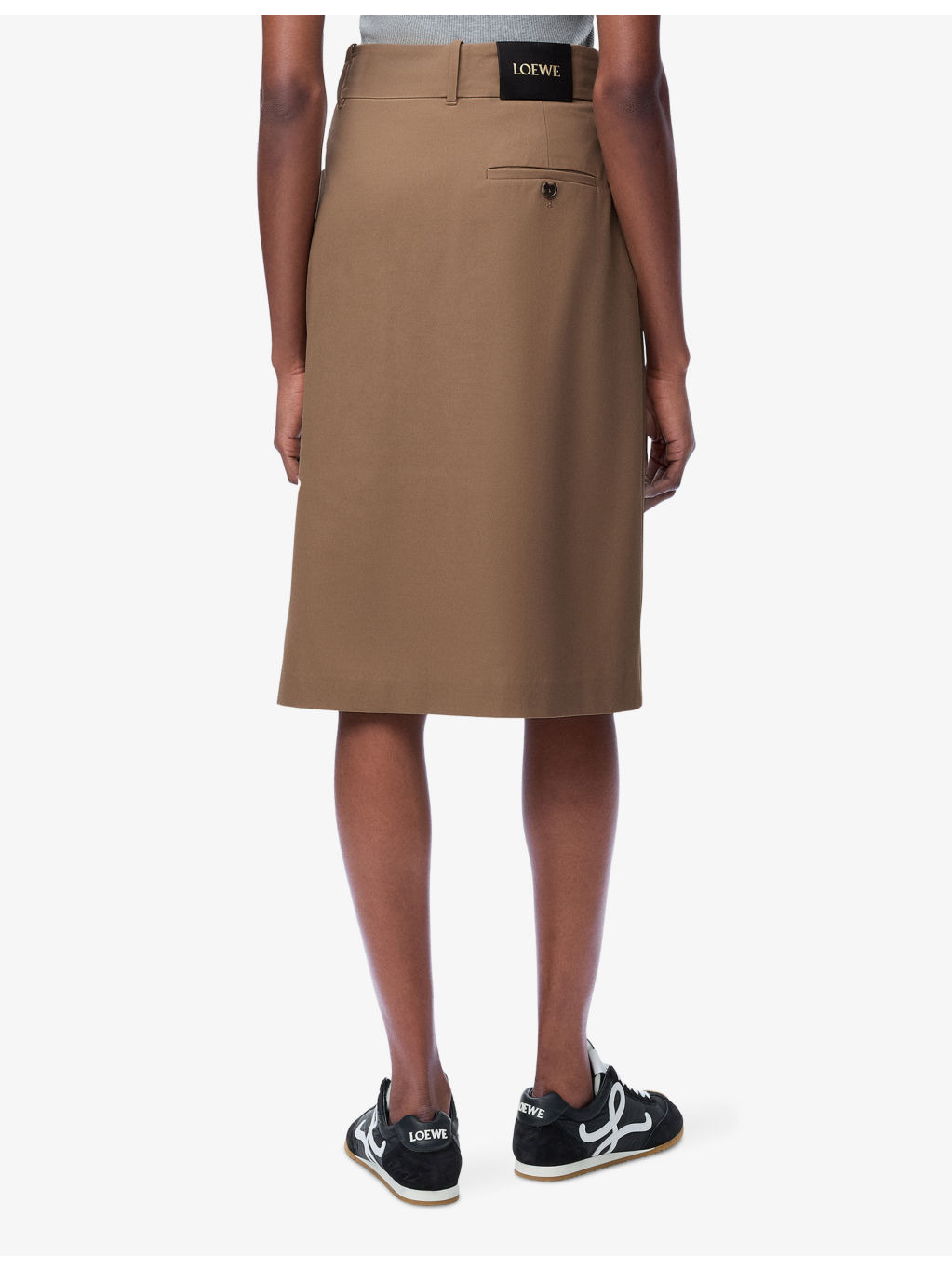 Wrap-Over Knee-Length Cotton-Silk Blend Skirt - 3
