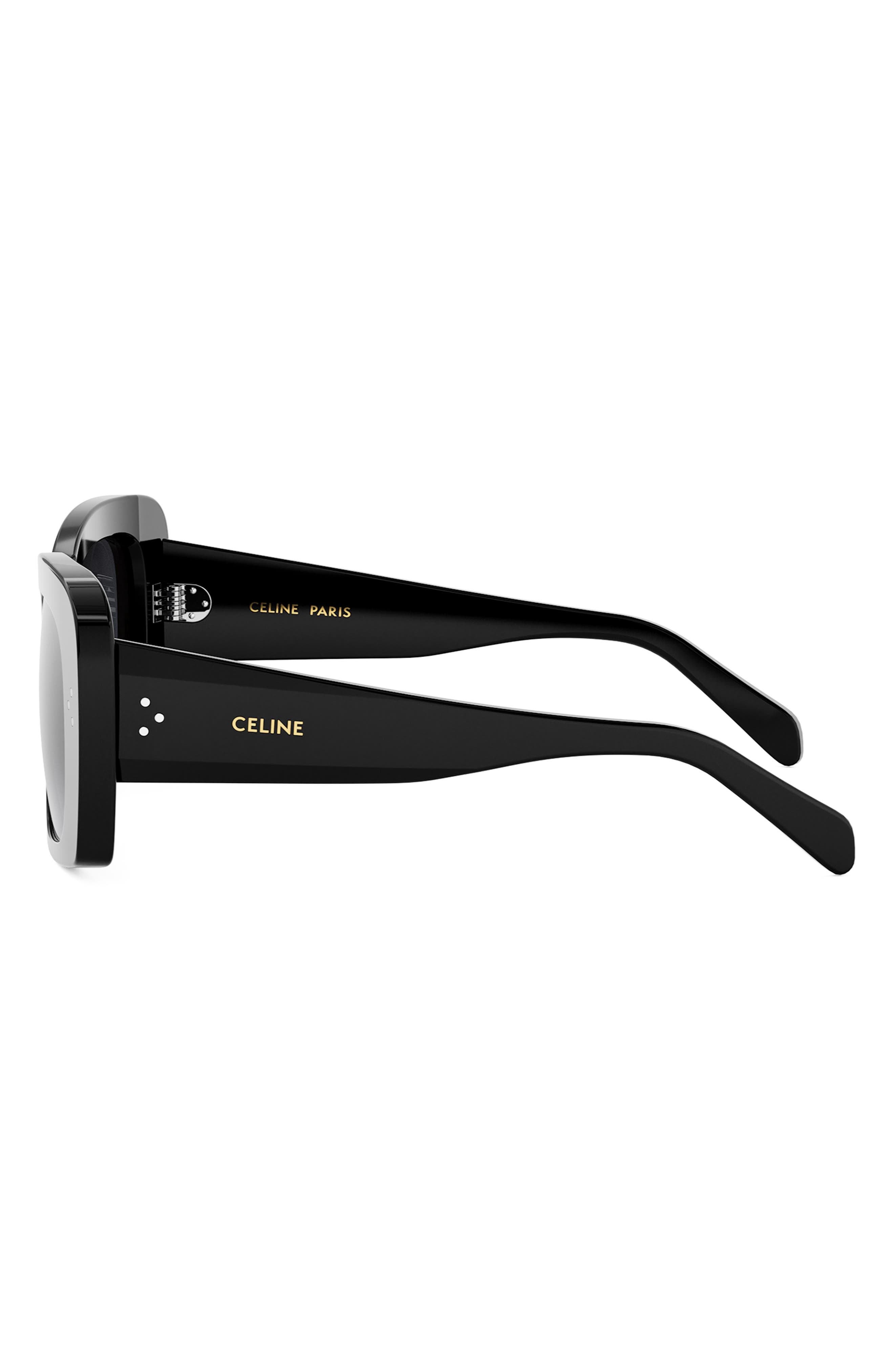 CELINE Bold 3 Dots 53mm Geometric Sunglasses in Shiny Black /Gradient Smoke at Nordstrom - 6
