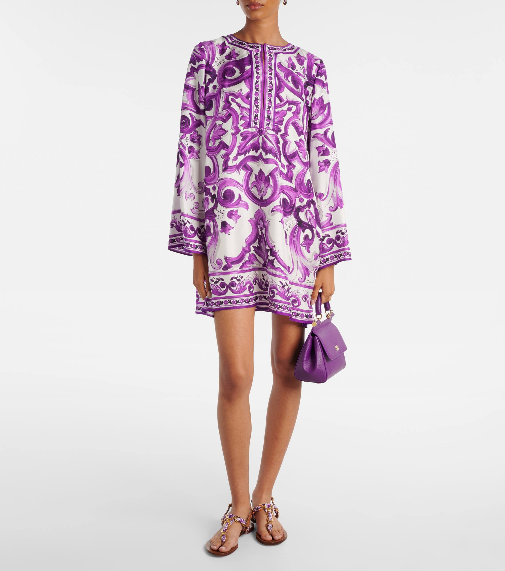 Majolica silk twill minidress - 2