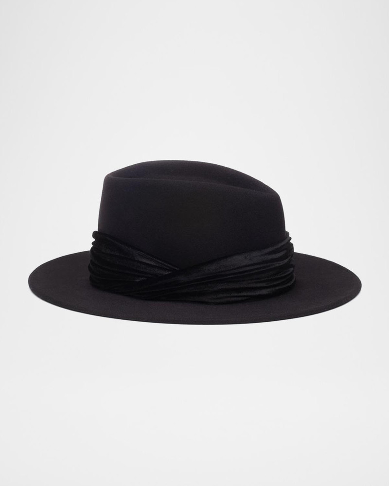 Blaine Wool Fedora Hat w/ Velvet Band 1