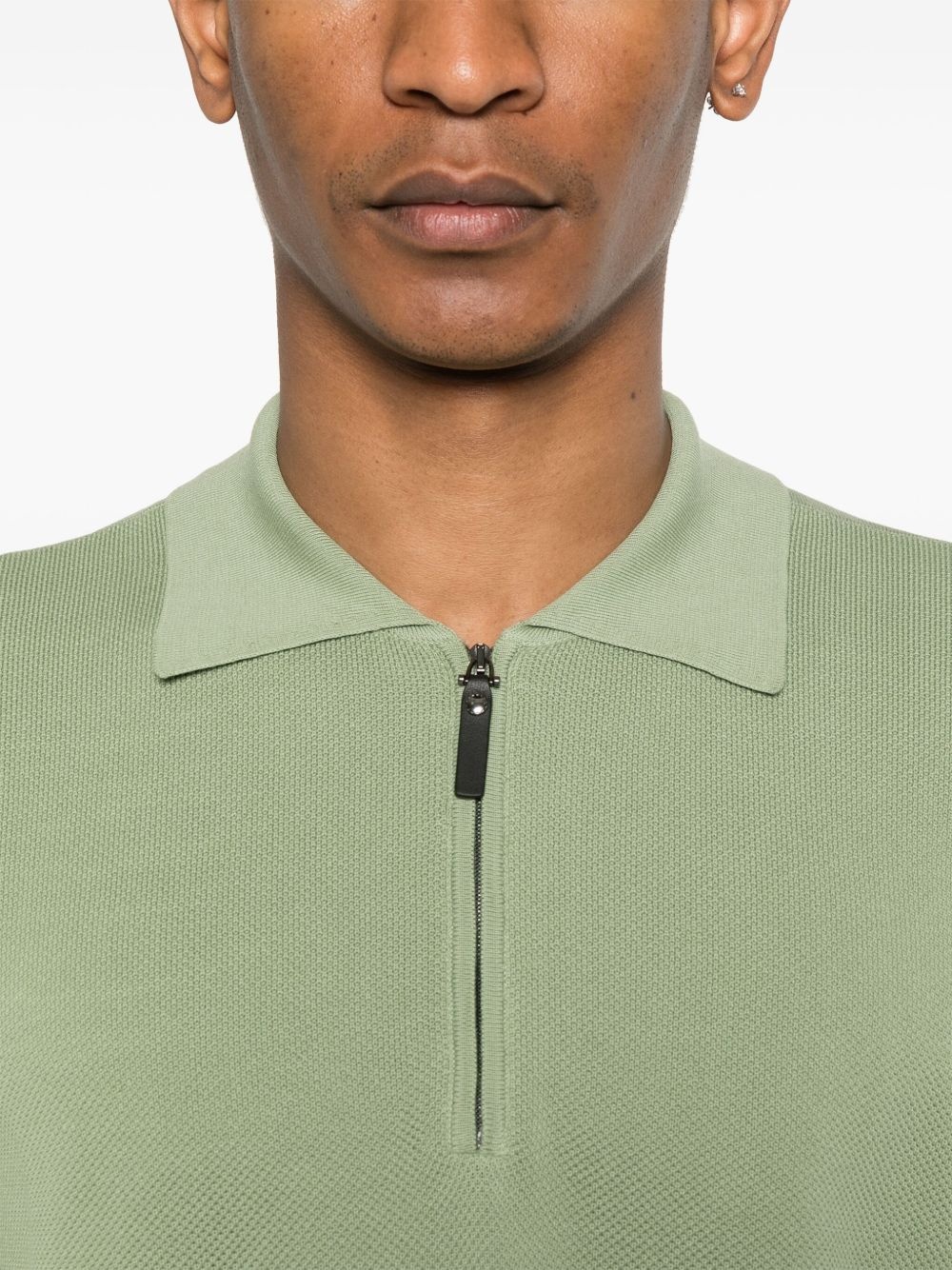 cotton zip-up polo shirt - 4