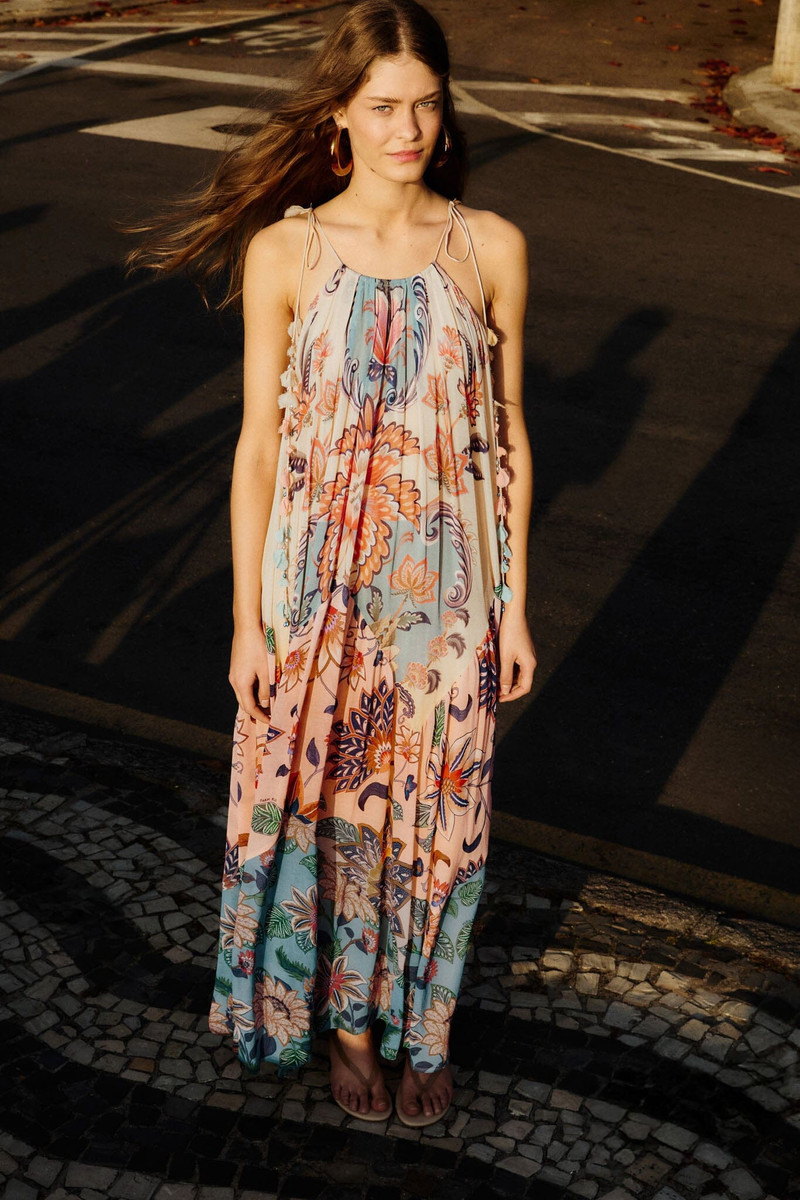 Multicolor Boho Floral Delhi Pleated Maxi Dress 1