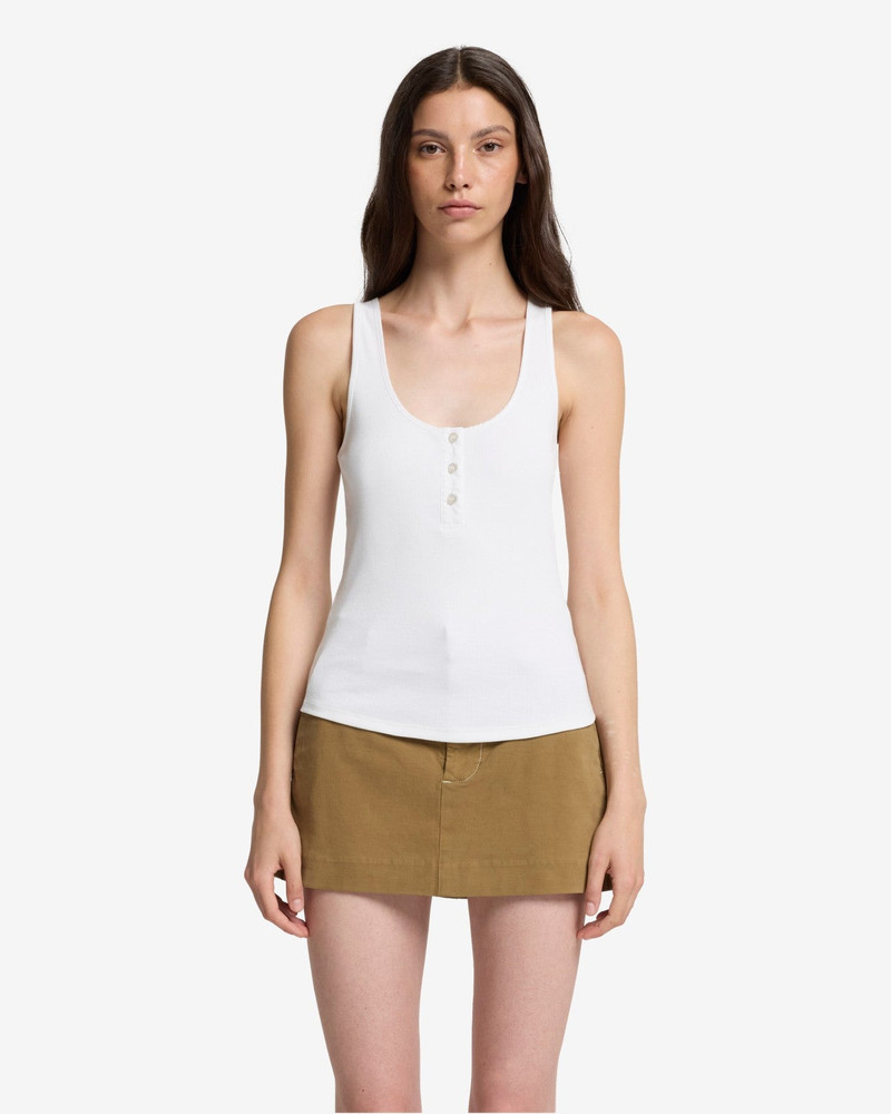 Ribbed Henley Tank in Optical White 3