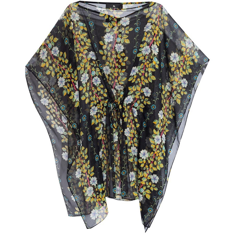 floral-print kaftan minidress - 1