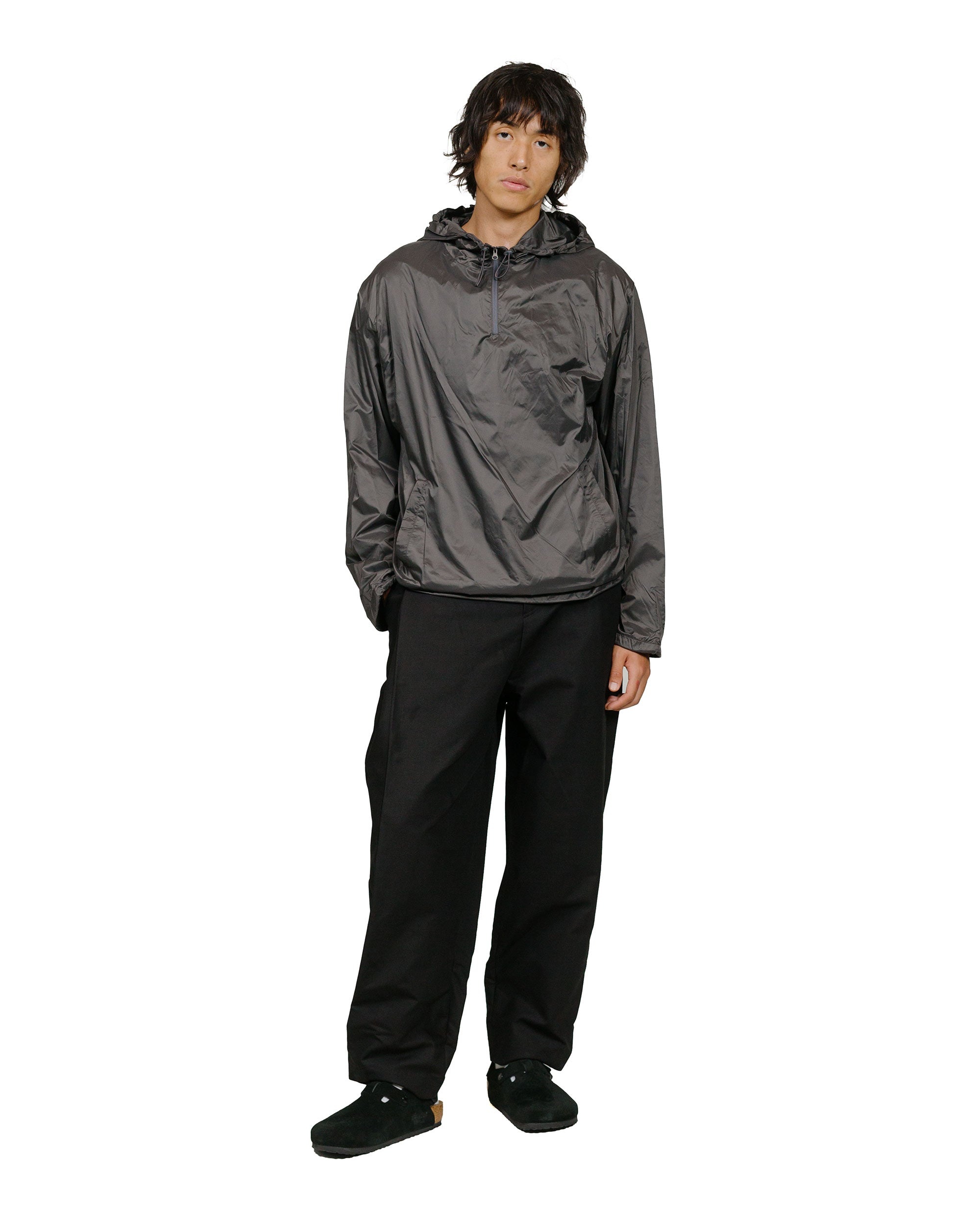 Glossy Nylon Half Zip-Up Jumper Charcoal - 4