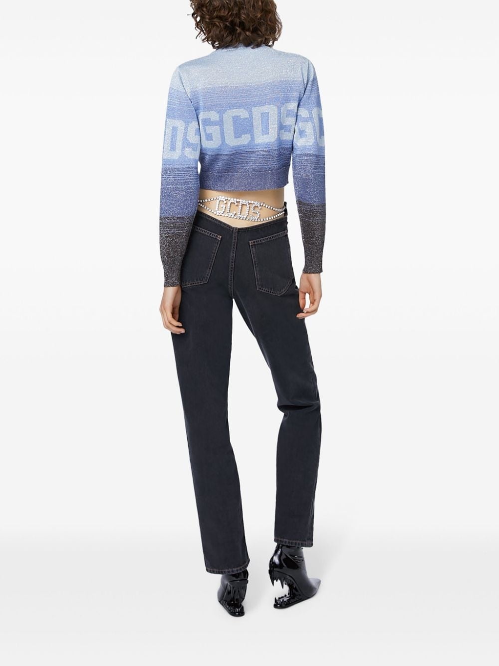 Choker rhinestone-embellished jeans - 4