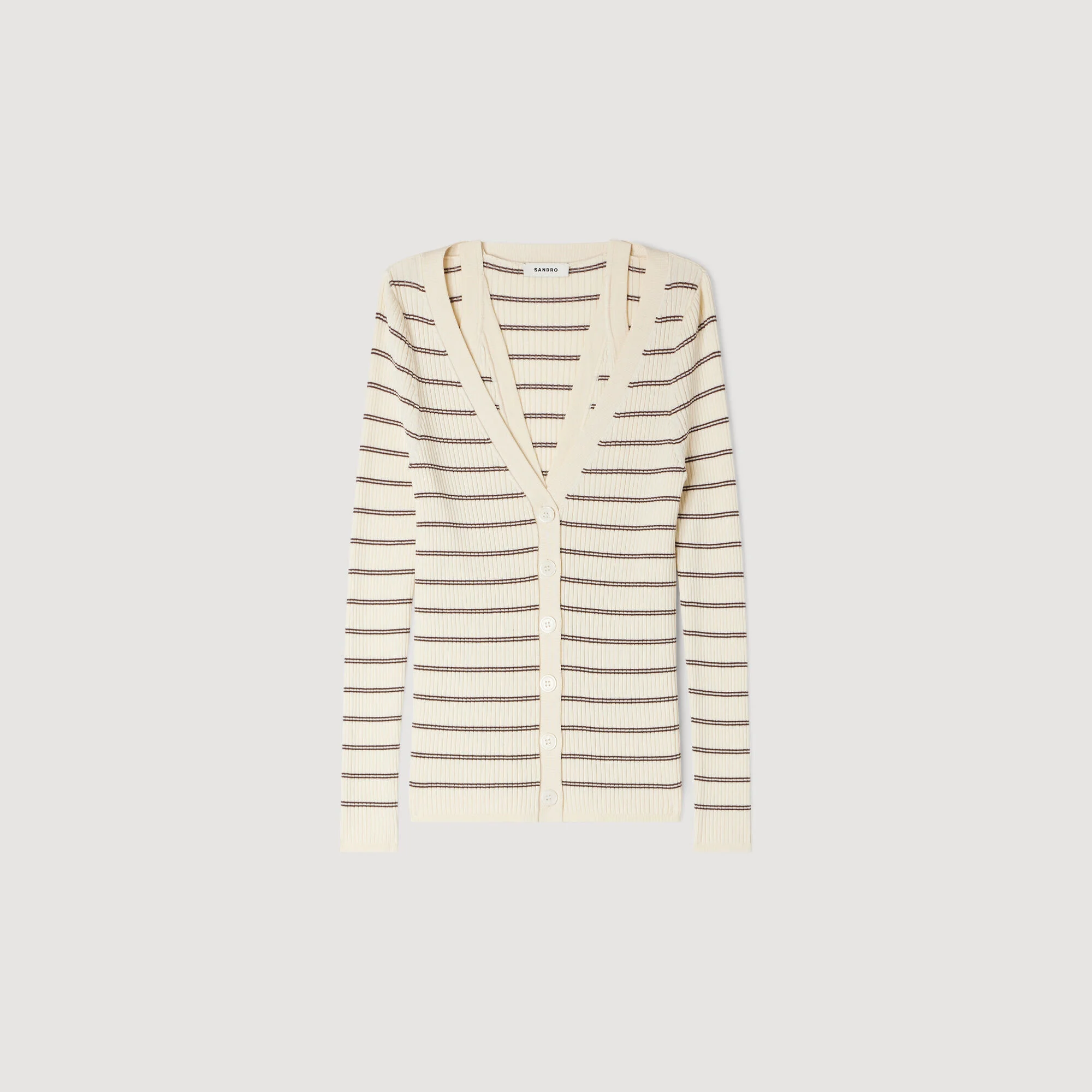 STRIPED RIBBED CARDIGAN - 1