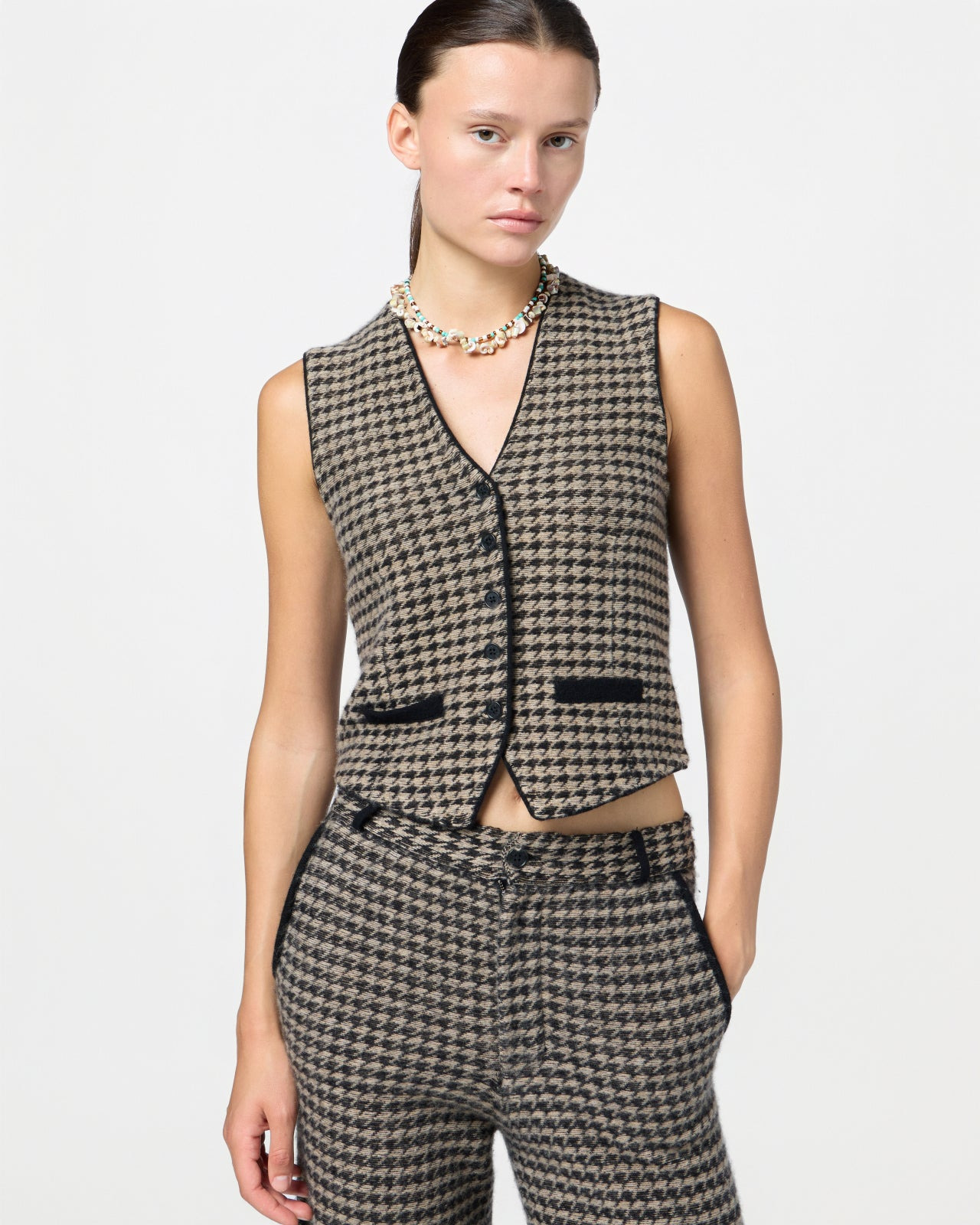 Houndstooth Tailored Vest - 5