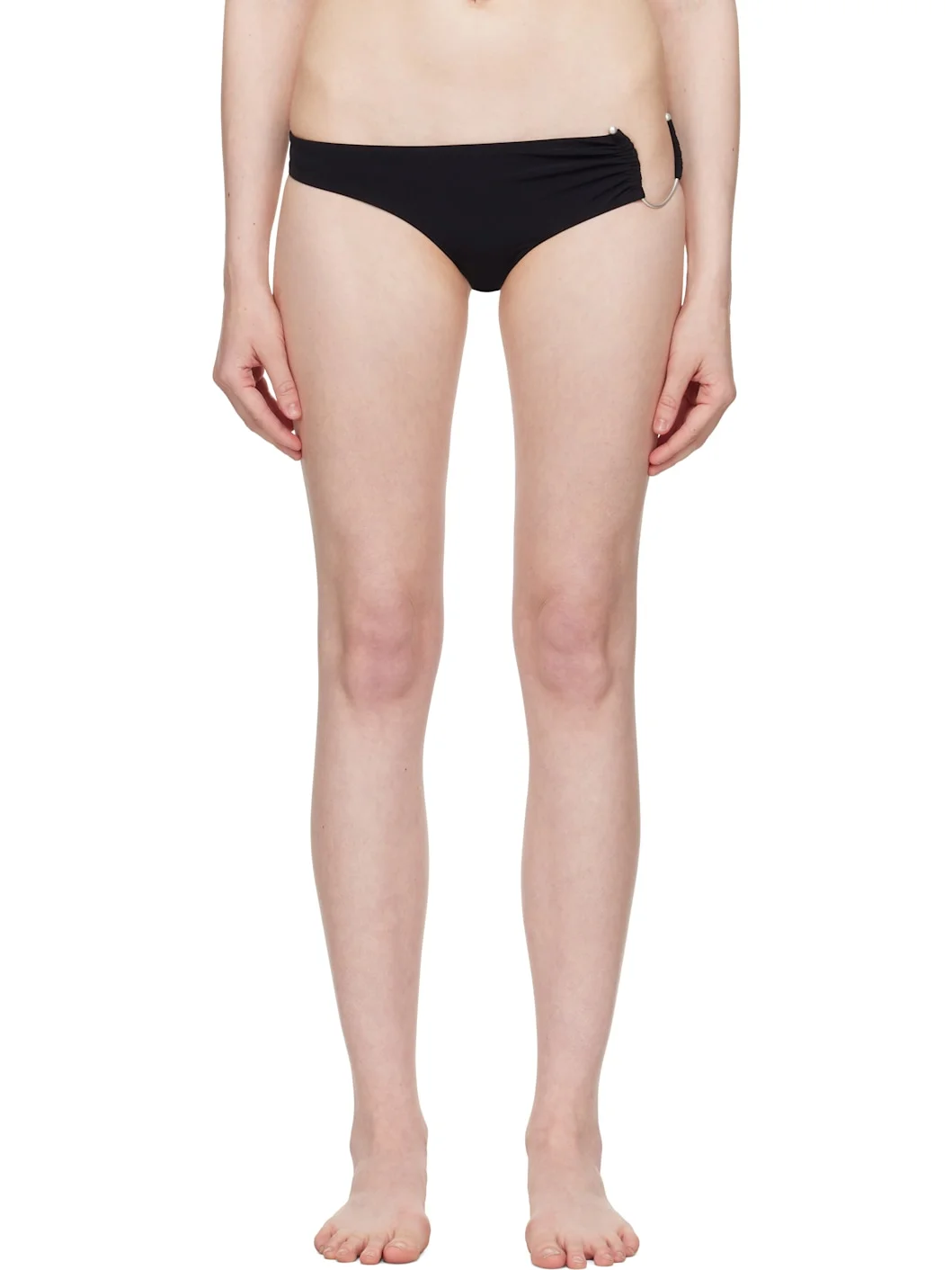 Black Ruched Crescent Side Bikini Bottom - 1