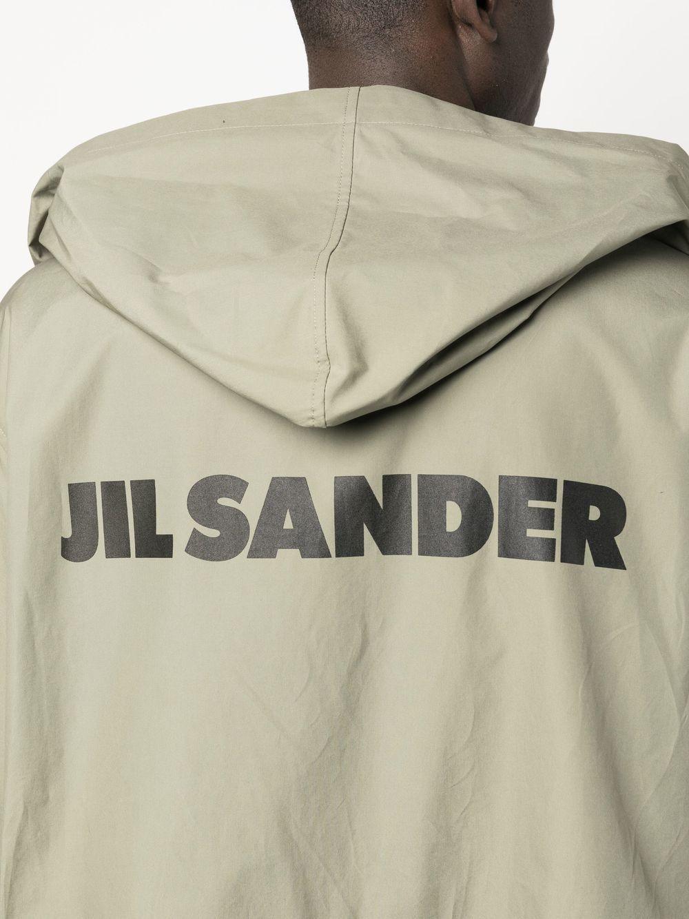 rear logo-print hooded coat - 5