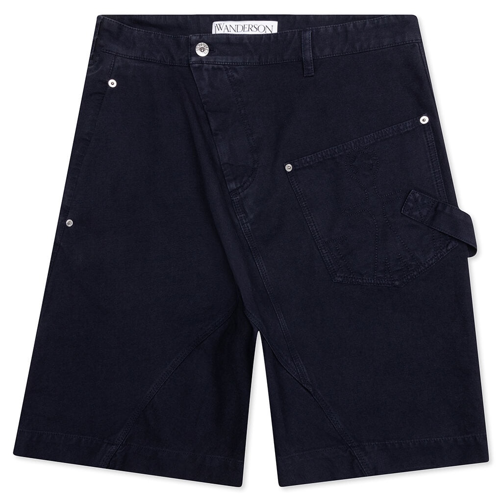 TWISTED COTTON BERMUDA SHORTS - NAVY - 1