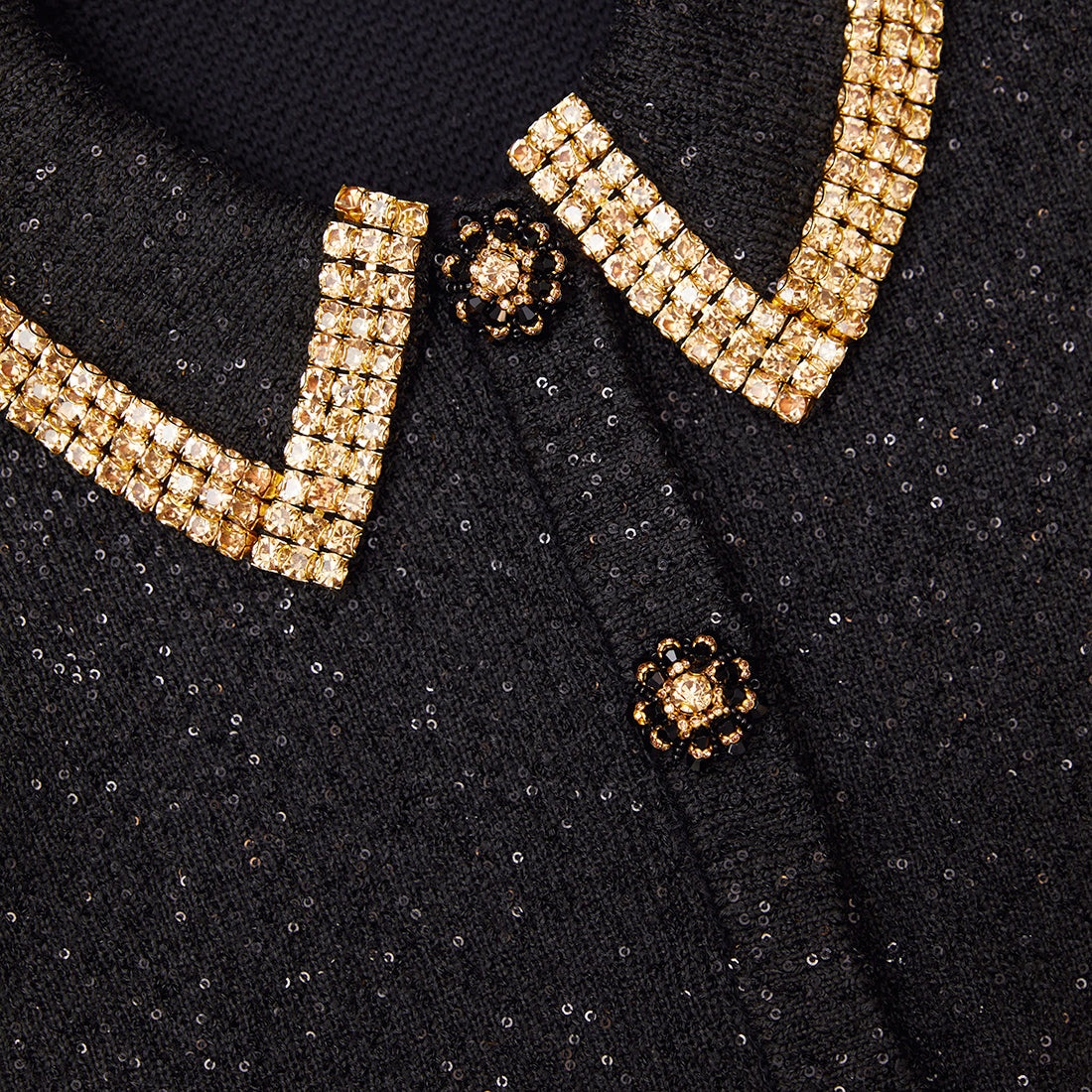 Black Knit Gold Diamante Cardigan - 5
