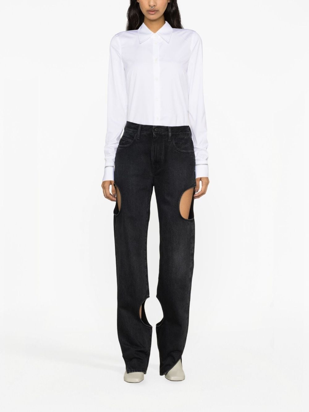 cut-out straight-leg jeans - 2
