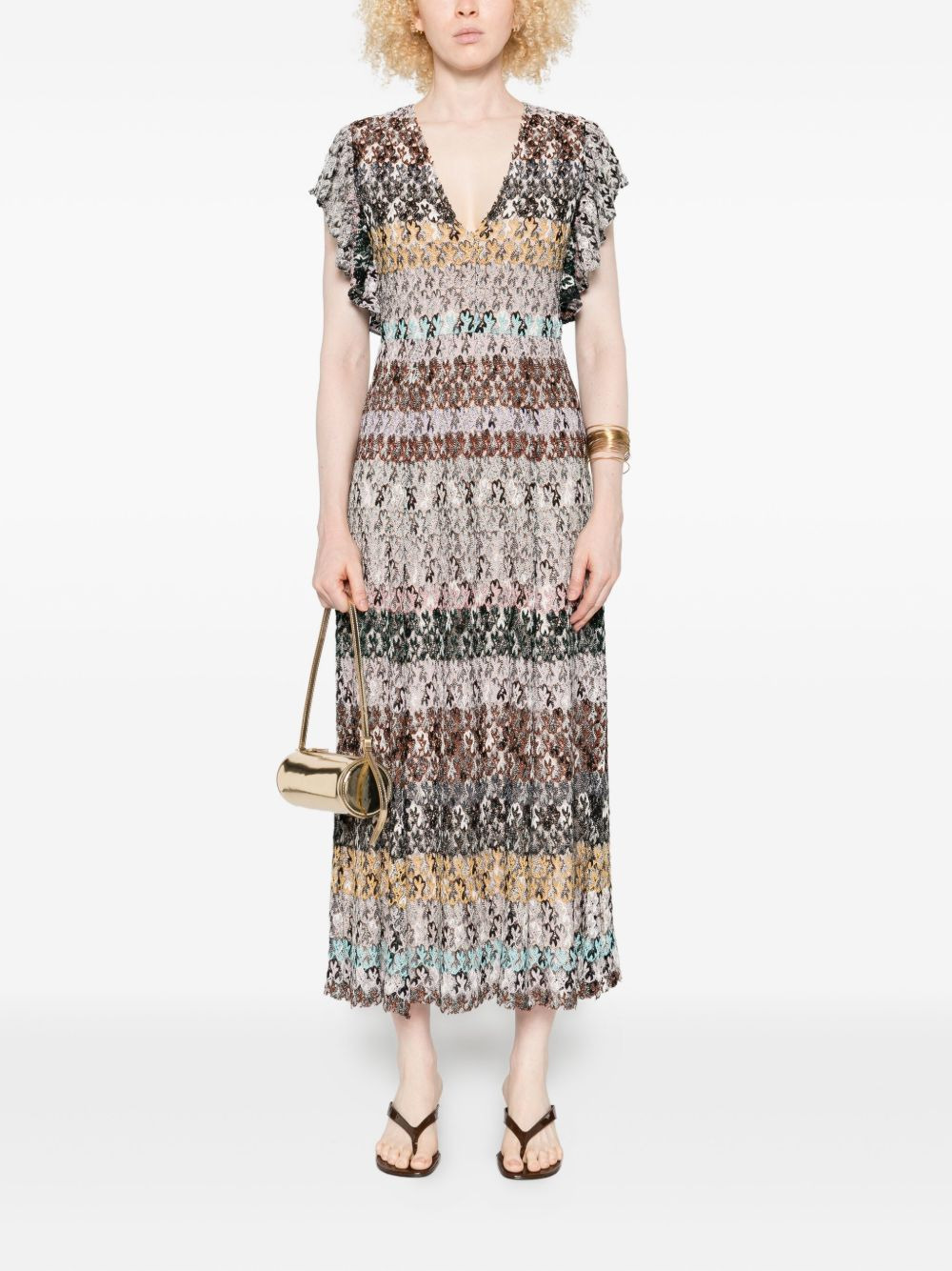 v-neck midi dress - 2