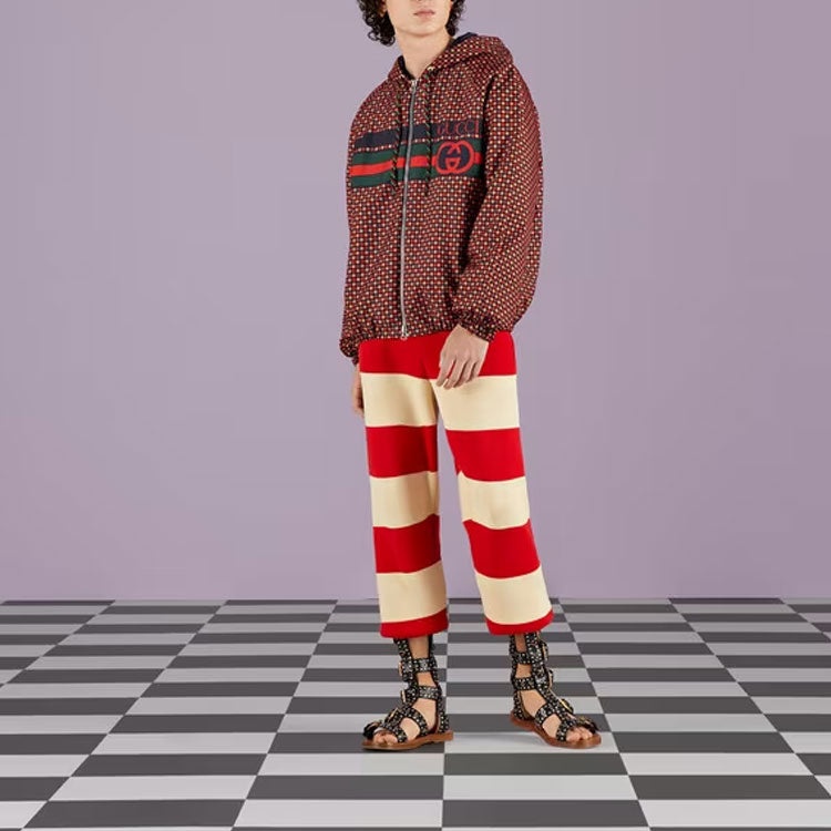 Gucci Geometric Houndstooth Canvas Jacket 'Blue Red Green' 714810-ZAKY3-4310 - 4