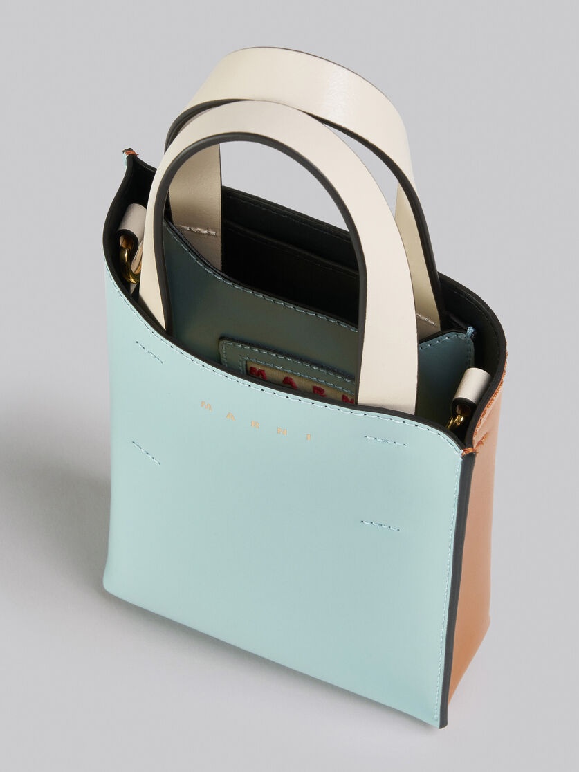 MUSEO NANO BAG IN WHITE LIGHT BLUE AND ORANGE LEATHER - 4