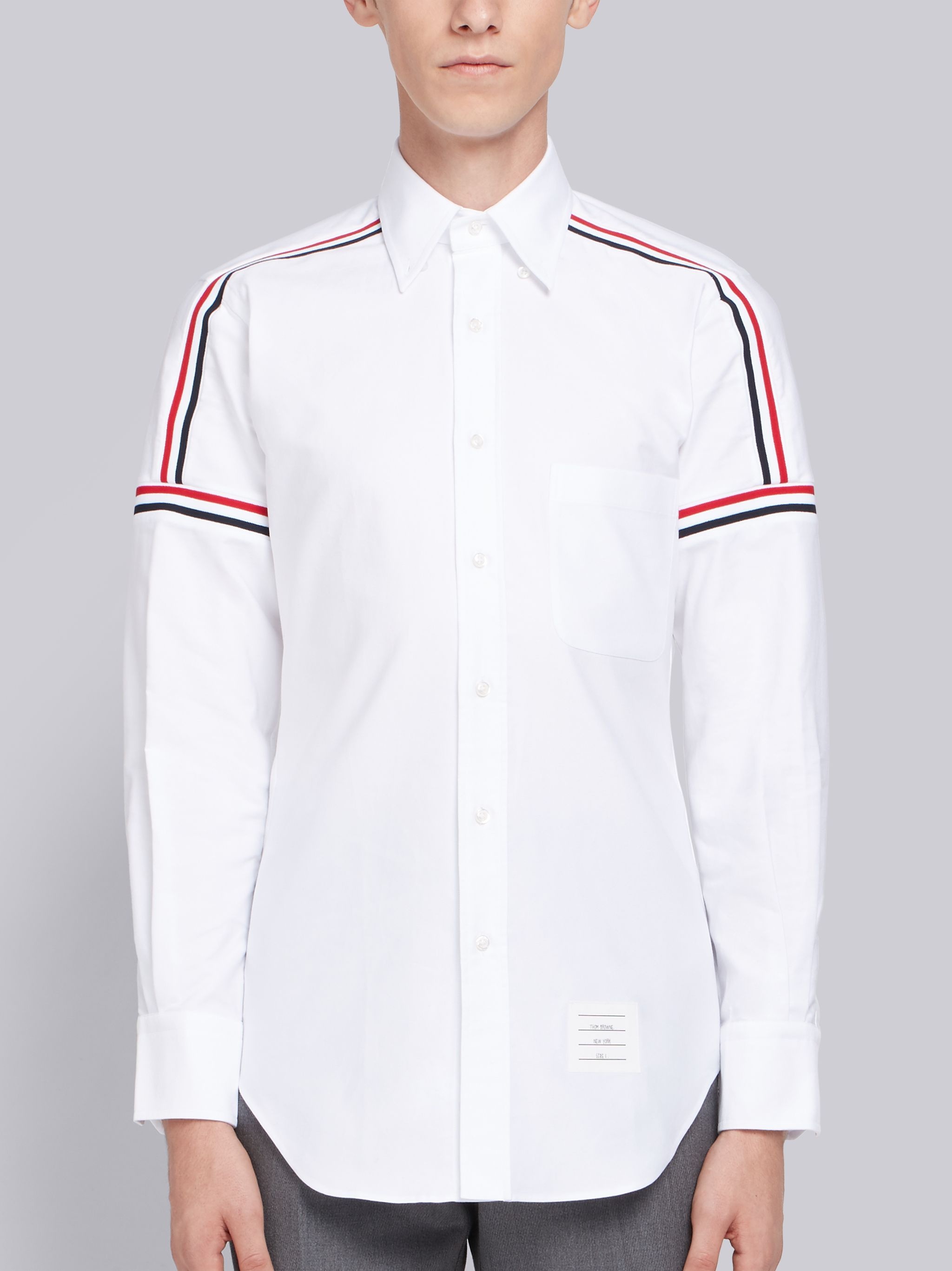 White Oxford Striped Elastic Seam Shirt - 3