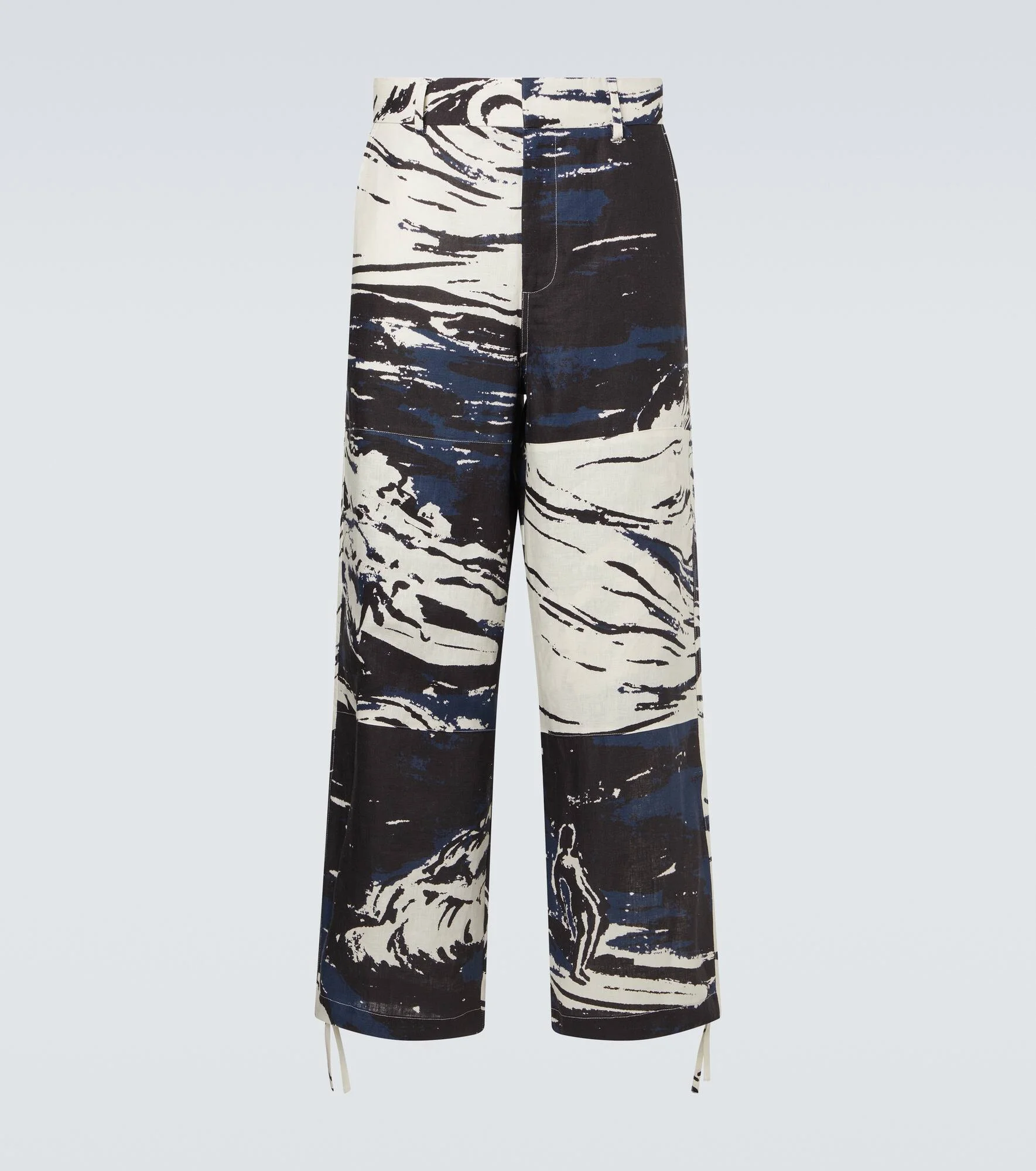 Printed linen straight pants - 1