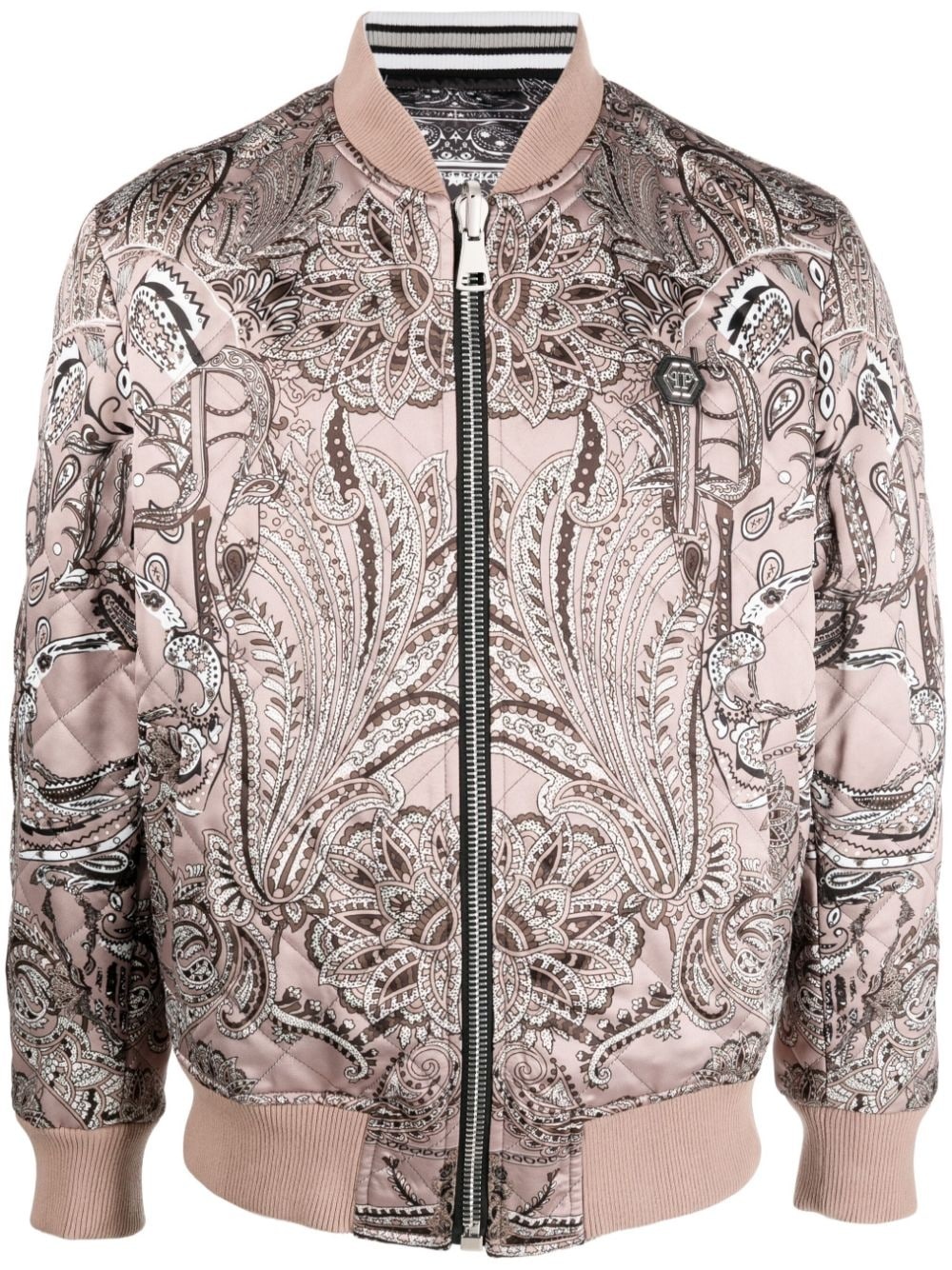 Pink Paisley Print Bomber Jacket PHILIPP PLEIN Paisley-print Satin