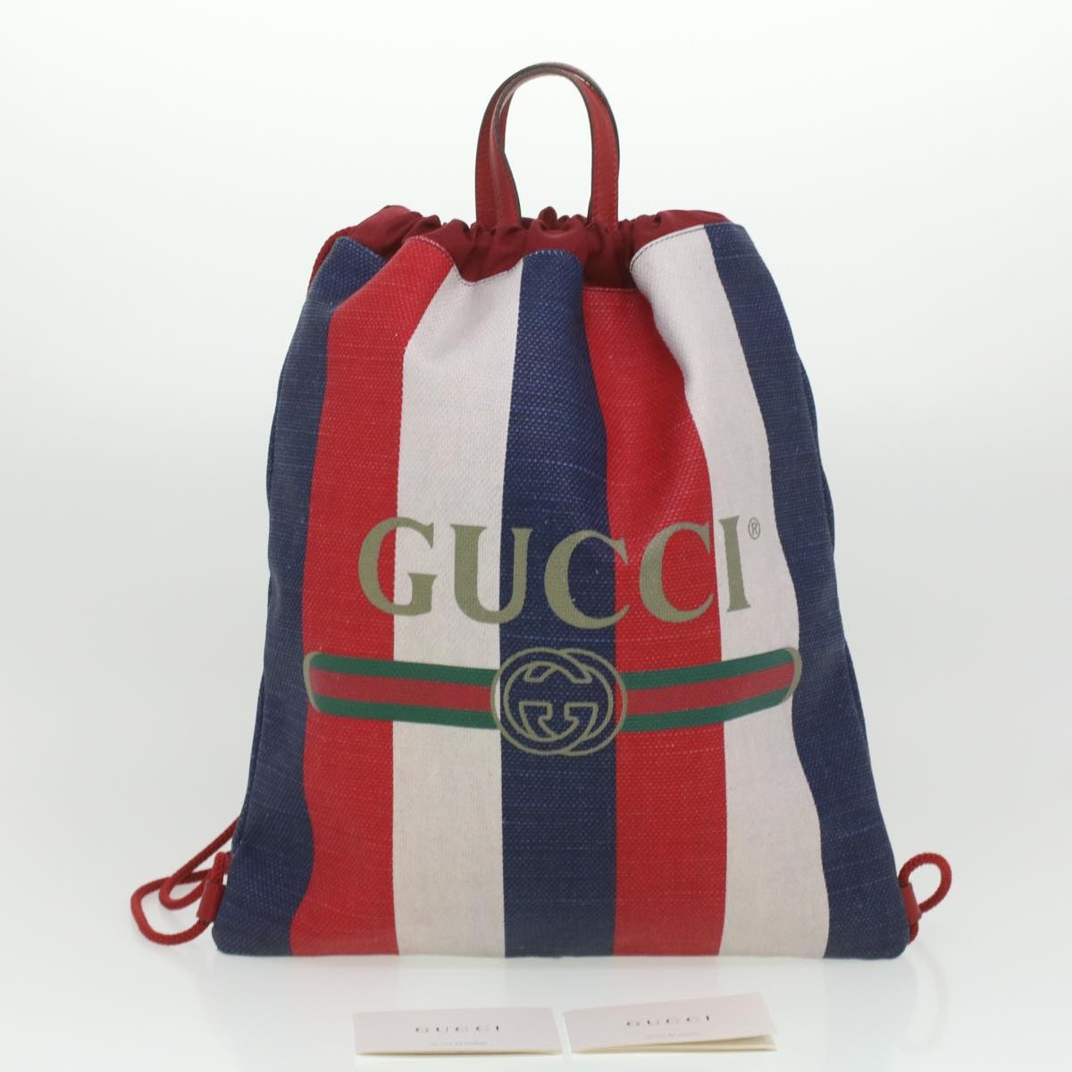 GUCCI Web Sherry Line Backpack Canvas Tricolor Red Blue Green - 12