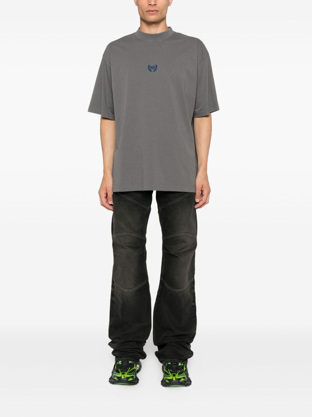 logo-embroidered cotton T-shirt - 2