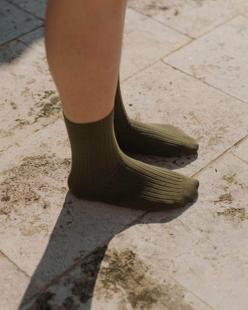 BASERANGE Rib Overankle Socks - Organic Cotton Rib outlook