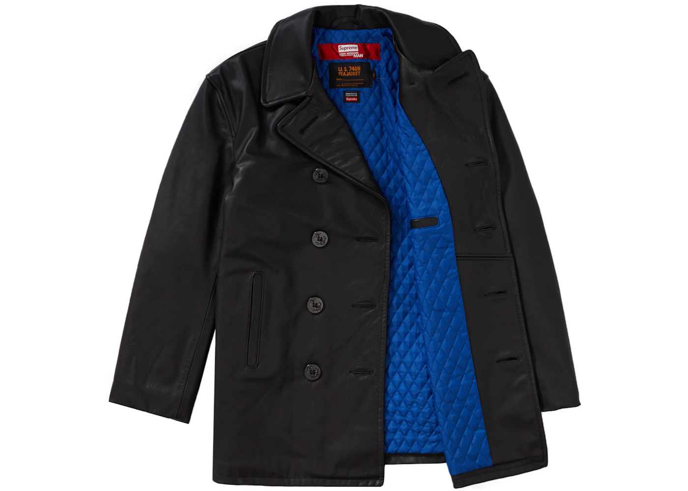 Supreme JUNYA WATANABE CDG MAN Schott Leather Peacoat Black - 2