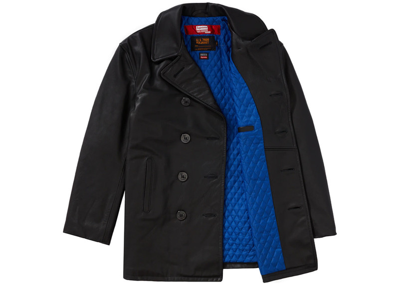 Supreme Supreme JUNYA WATANABE CDG MAN Schott Leather Peacoat Black outlook