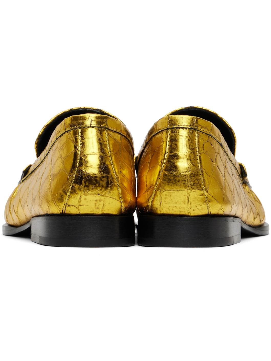 Gold Metallic Loafers - 2