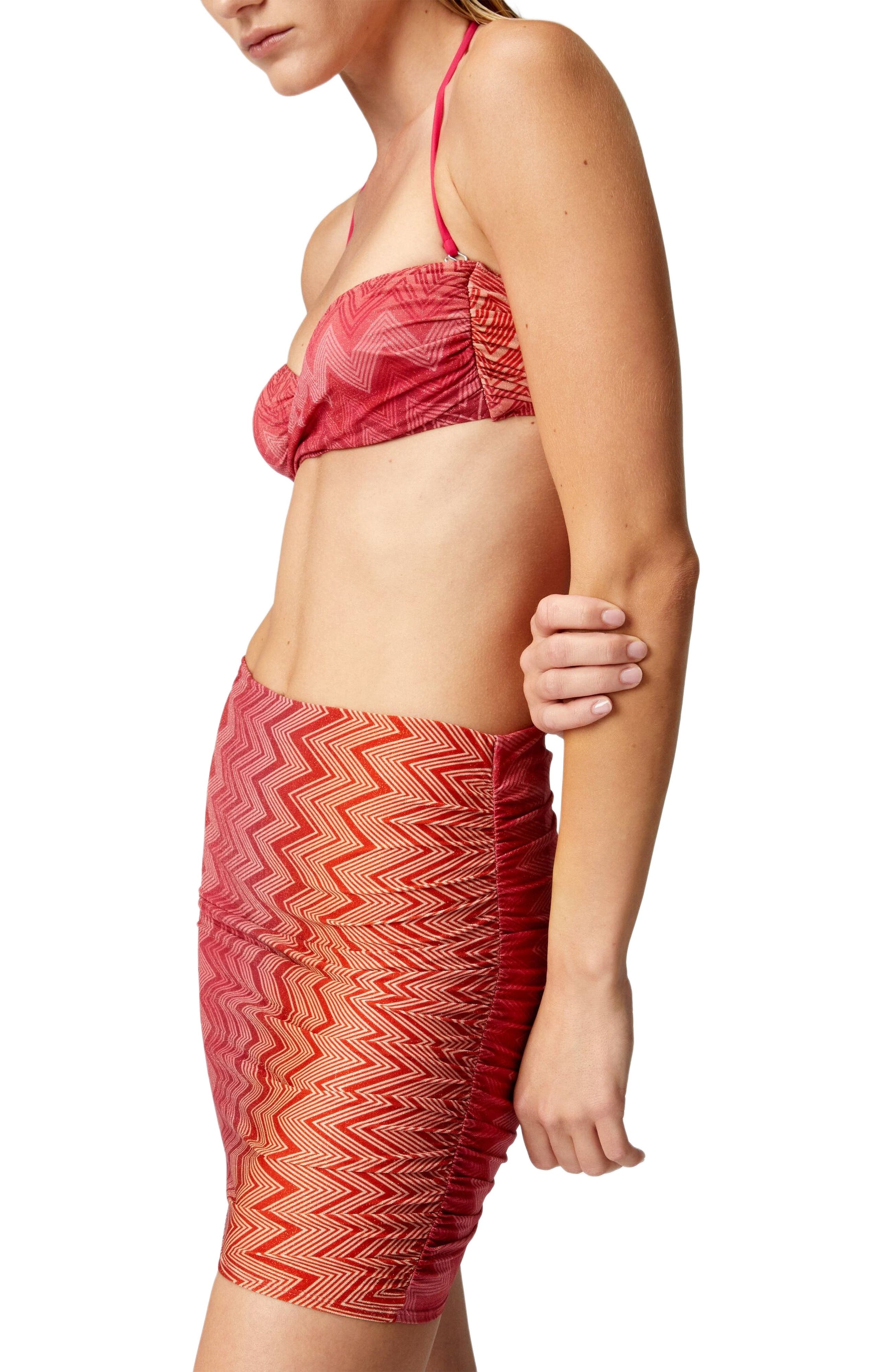 Missoni Minskirt Cover-up In Stretch Nylon Zig Zag Lamé in Red at Nordstrom - 3