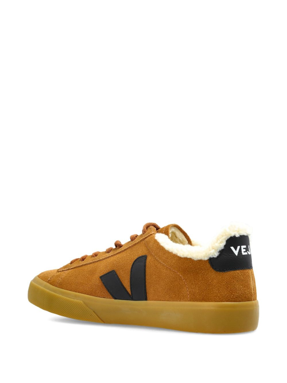 suede leather V-logo sneakers - 4